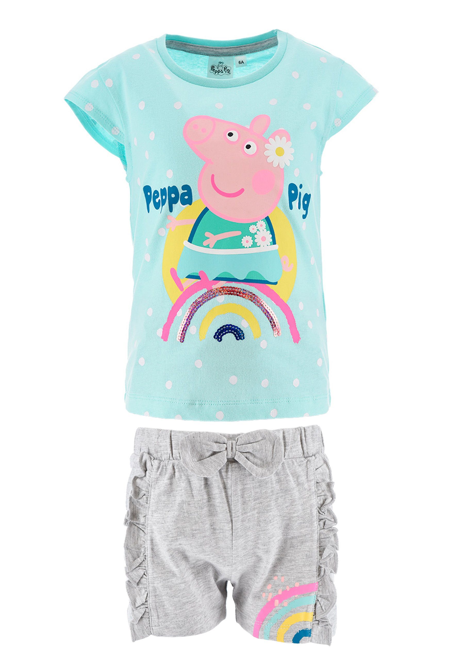 Peppa (2-tlg) T-Shirt Peppa Wutz & Pig Shorts Shorty Bekleidungs-Set