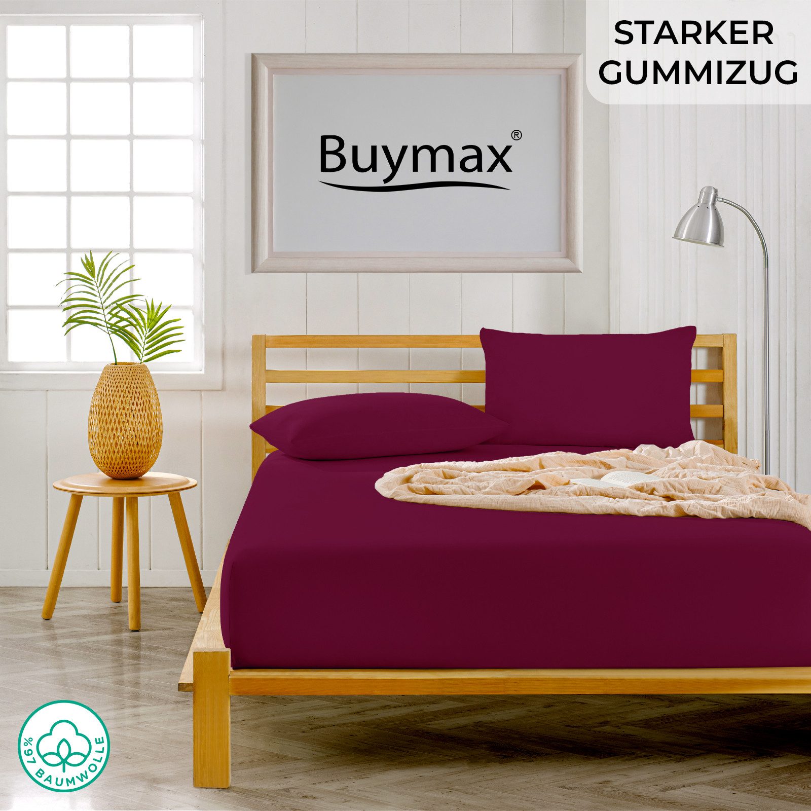 Buymax Spannbettlaken Wasserbett Spannbettlaken für Boxspringbetten Matratzen bis 35 cm Höhe, Jersey, Gummizug: Rundumgummi, (1 Stück), Spannbetttuch 97% Baumwolle, 3% Elasthan, atmungsaktiv, 40 cm Steghöhe