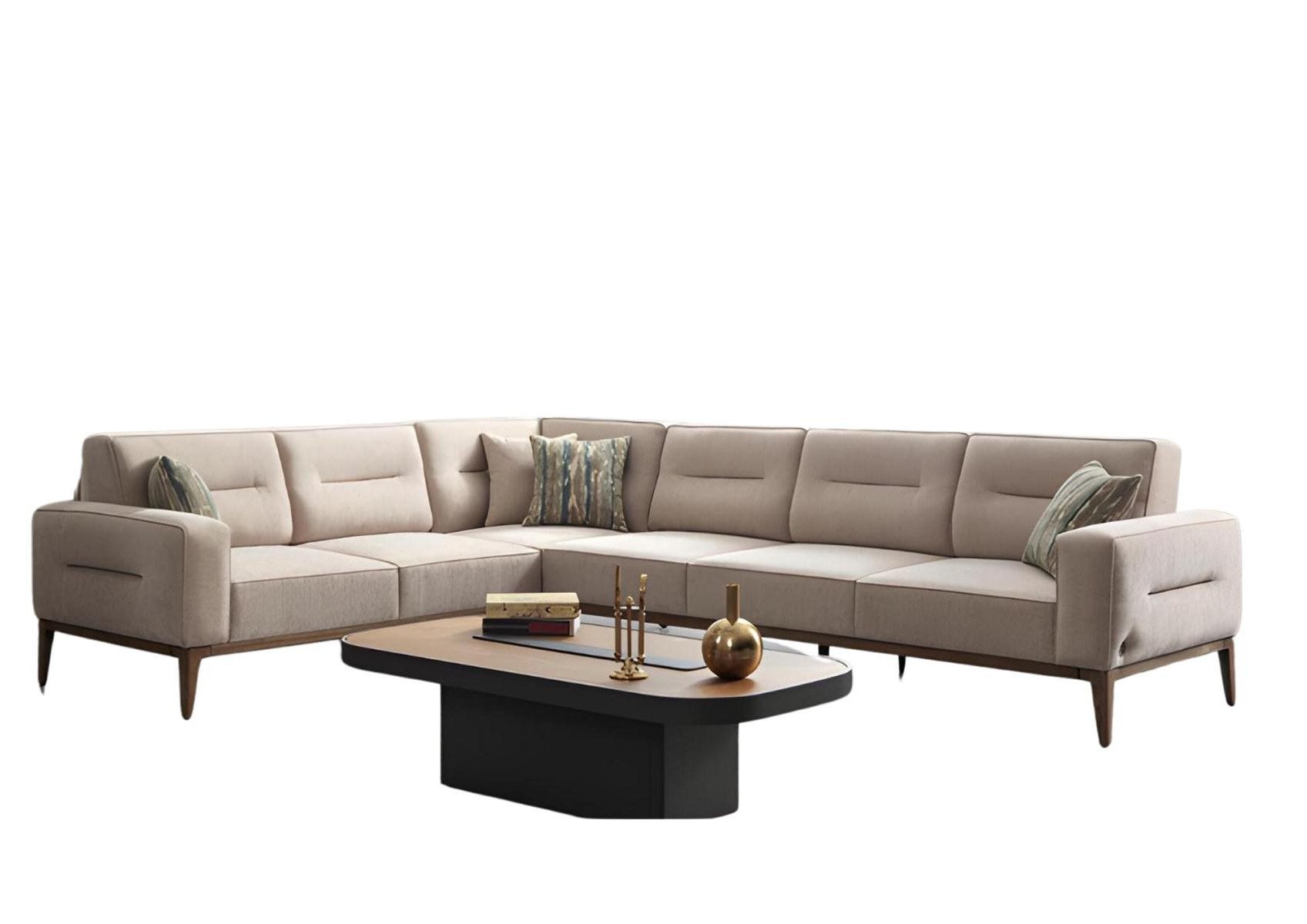 Xlmoebel Ecksofa Multifunktionales Sofa mit verstellbarem Rücken und Stoffbezug, 3 Teile, Made in Europa