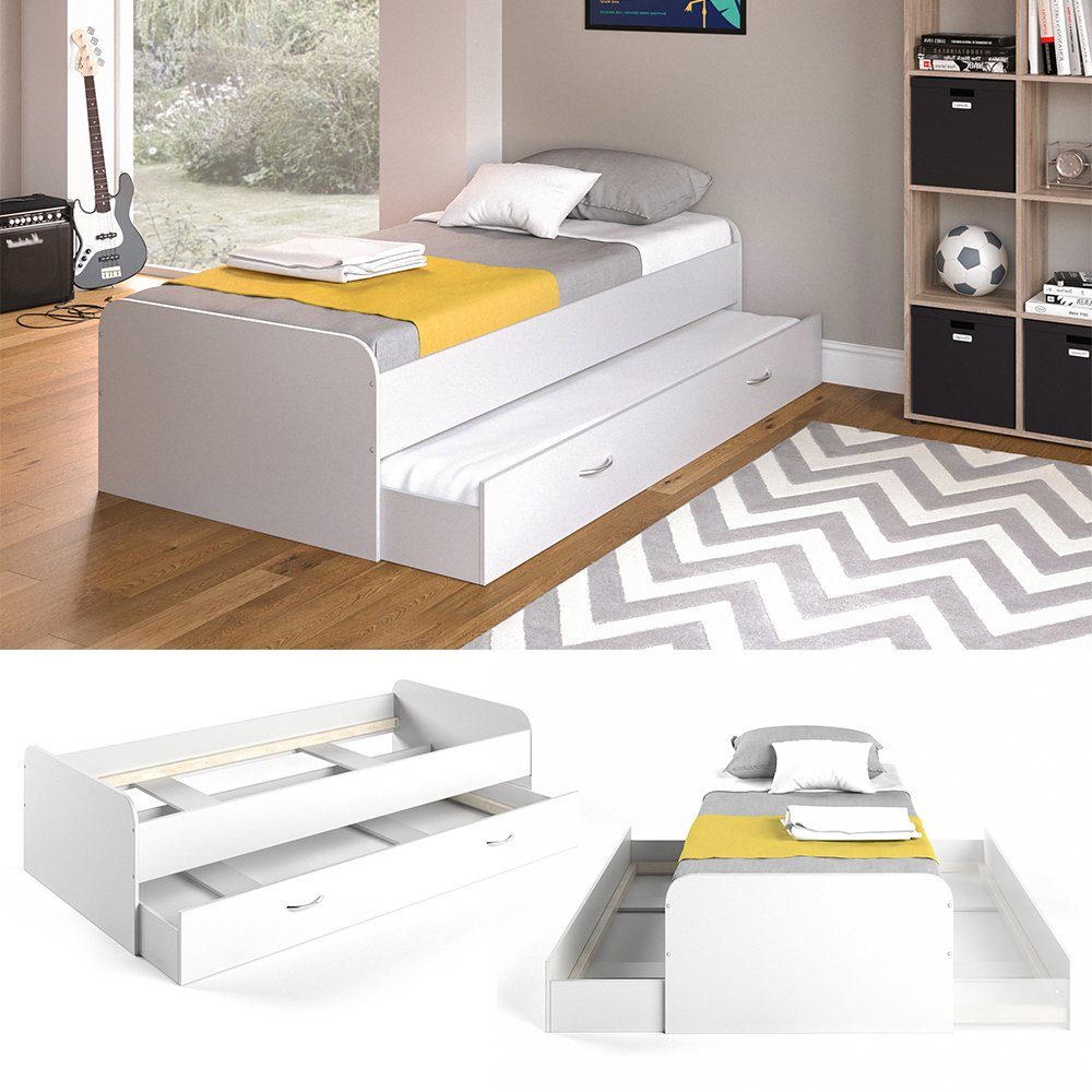VitaliSpa® Kinderbett Gästeliege Jugendbett Weiß mit ENZO