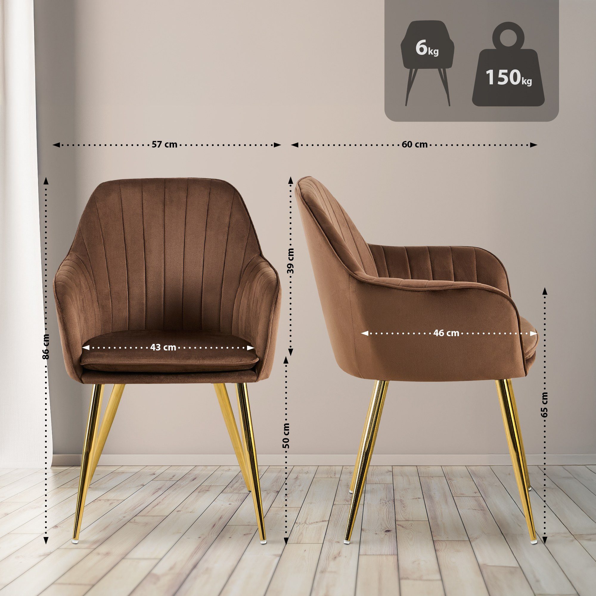 CLP Esszimmerstuhl Esszimmerstuhl Cheryl Samt Belastbarkeit von max. 150 KG günstig online kaufen