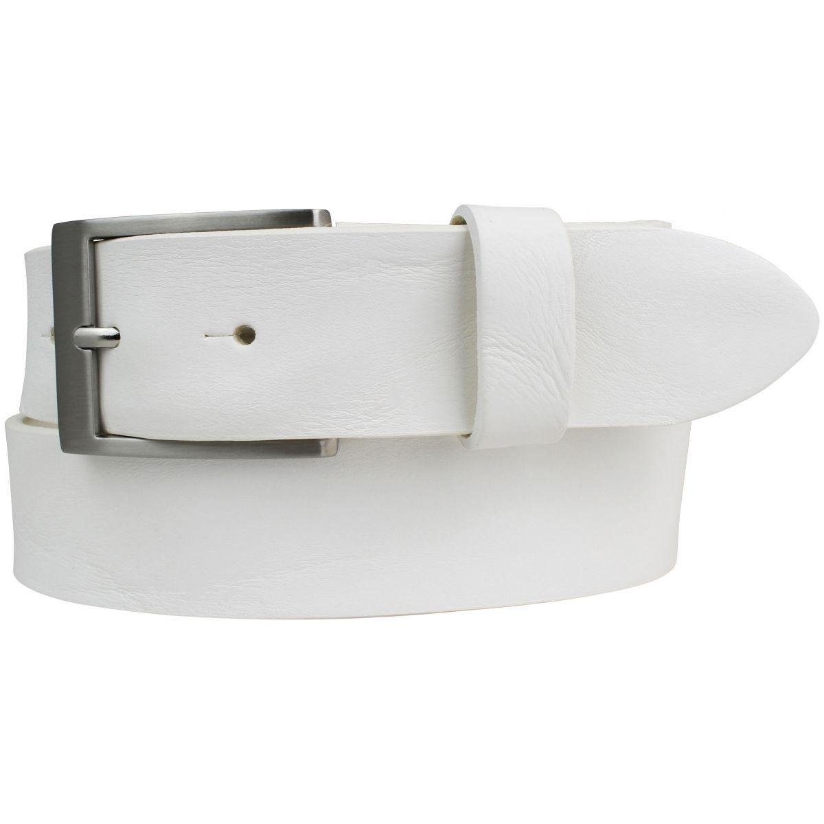 BELTINGER Ledergürtel Gürtel aus Vollrindleder Used-Look 3,5 cm - Jeans-Gürtel für Damen Her Weiß, Silber