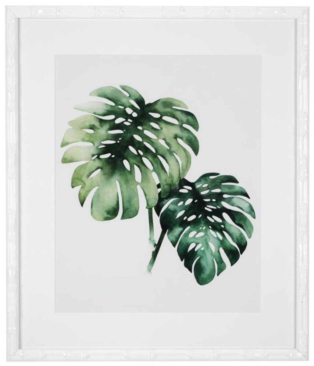 Casa Padrino Bilderrahmen Bilder / Tropische - 69 59 H. Grün x cm Kunstdruck / Pflanzen Set Deko Weiß Luxus