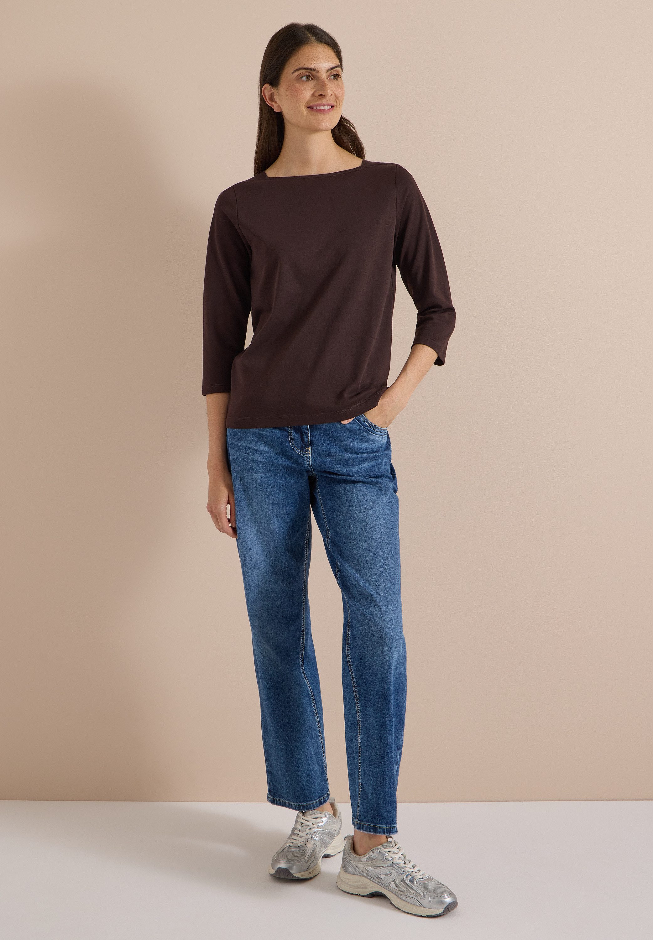 CECIL 3/4-Arm-Shirt aus reiner Baumwolle