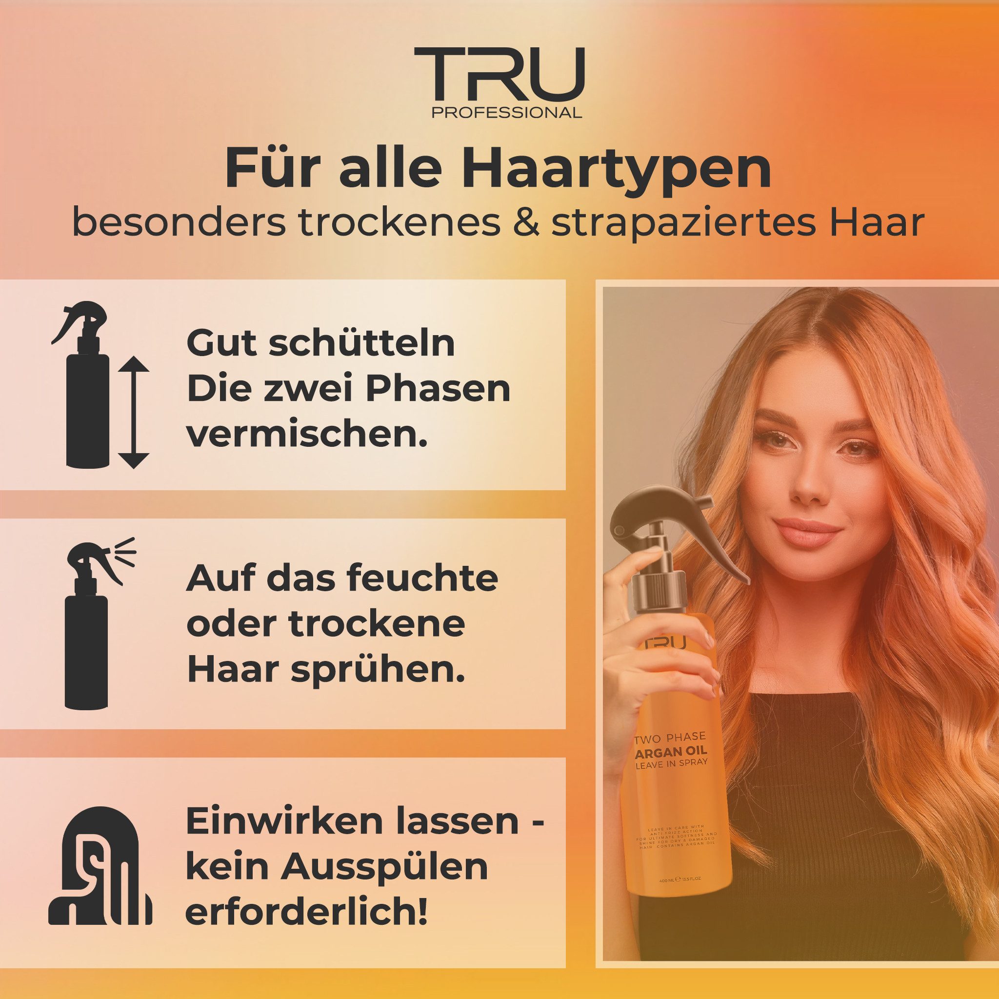 TRU Leave-in Pflege Argan Oil Spray, 400ml