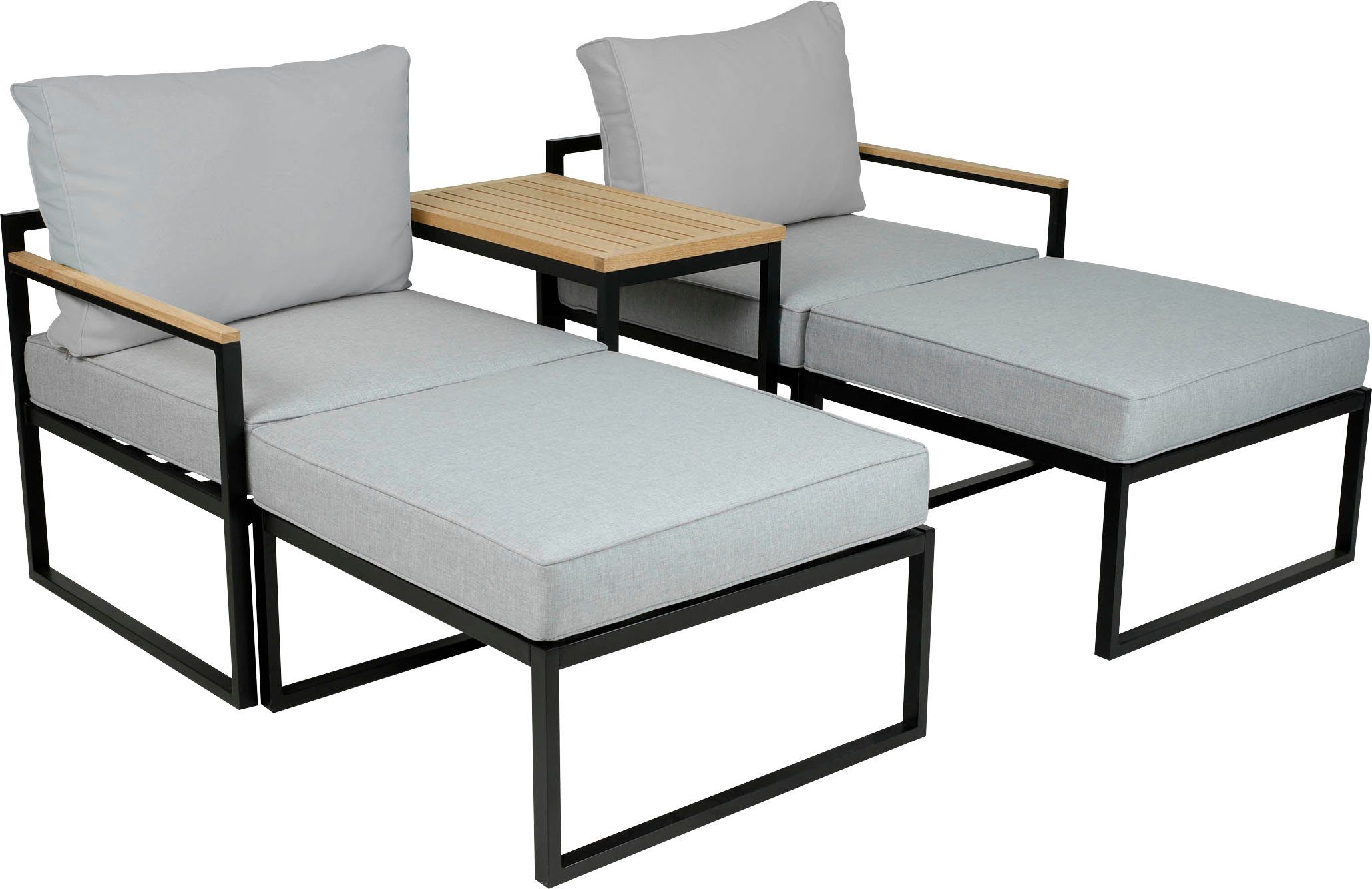 Greemotion Gartenlounge-Set Madrid, (Set, bestehend aus 2 Sesseln, 2  Hockern, 1 Tisch), Tisch ca. 66x40x57 cm