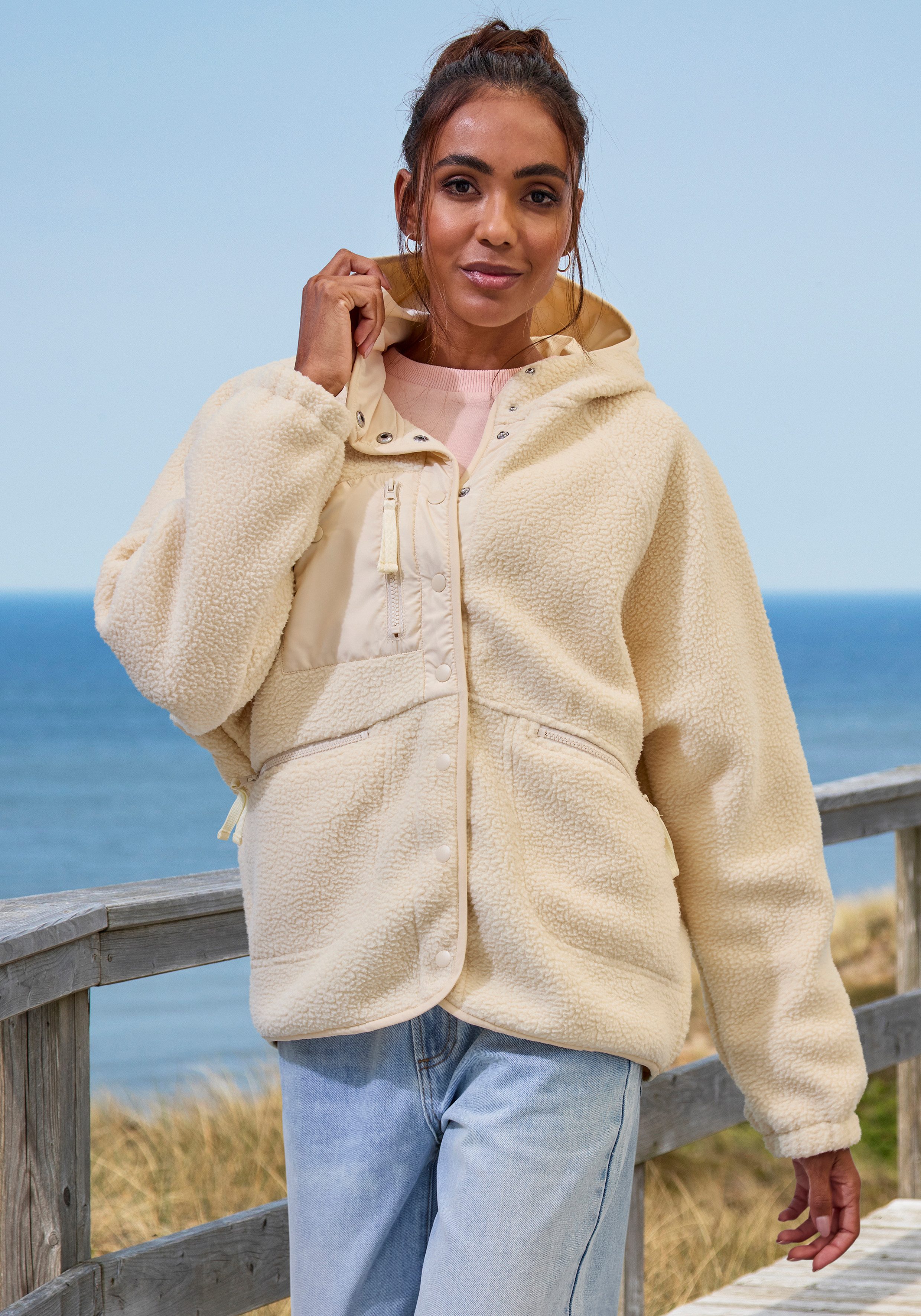 Vivance Active by Lascana Fleecejacke mit Fledermausärmeln