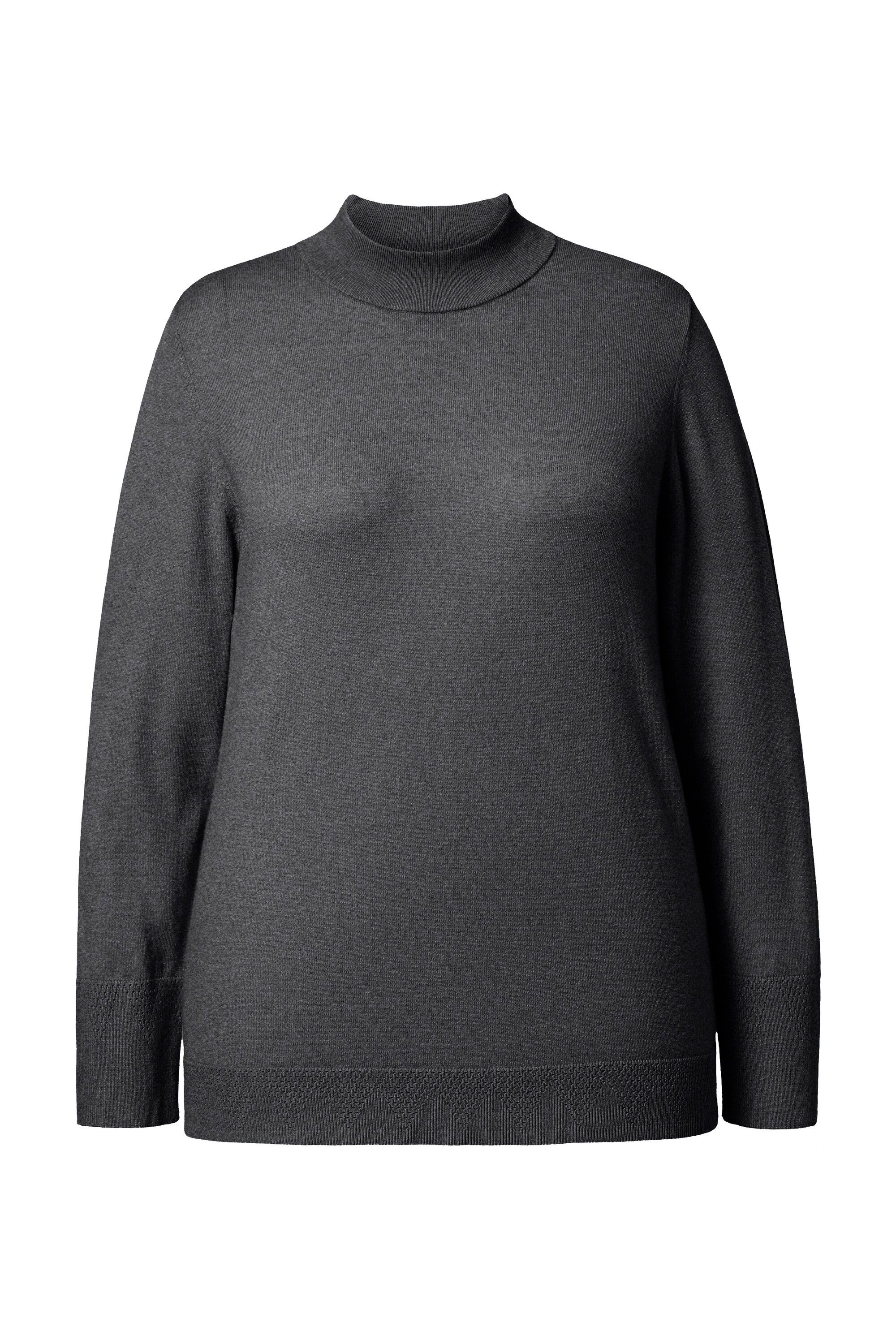 Ulla Popken Strickpullover Pullover Stehkragen Langarm Rippbündchen günstig online kaufen