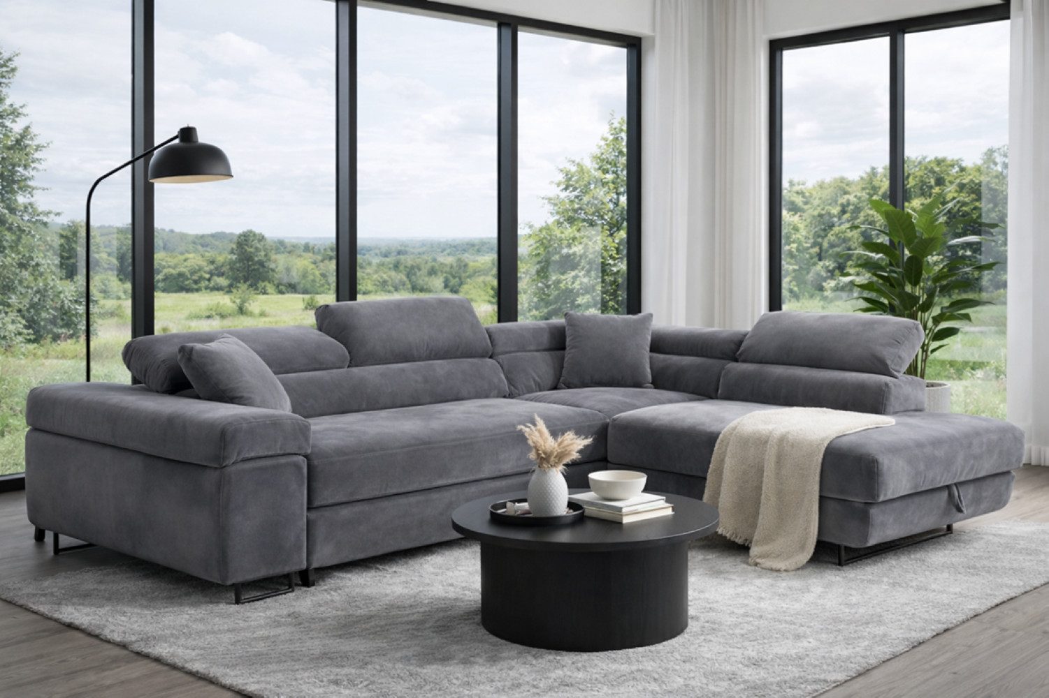 Labett Ecksofa mit Schlaffunktion & Bettkasten Links/Rechts Sofa L-Form GUERO