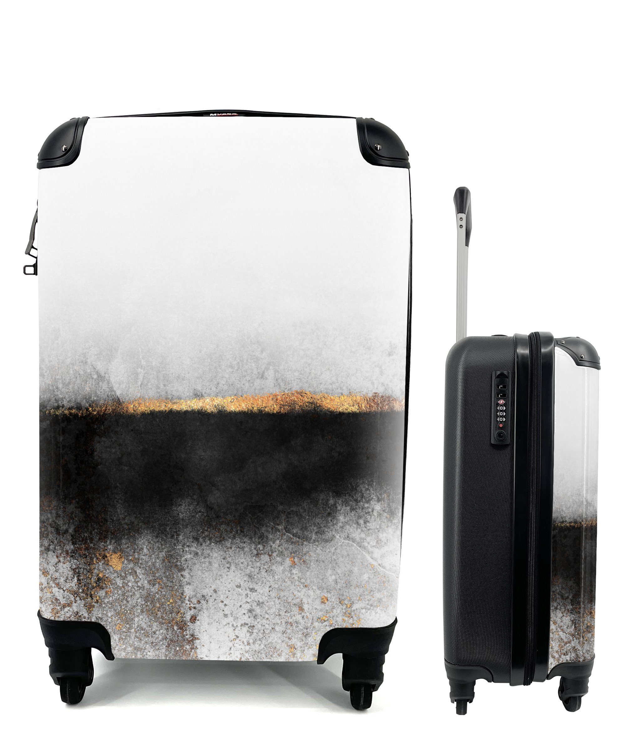 Reisekoffer mit Ferien, Luxus, - für MuchoWow Handgepäckkoffer Abstrakt rollen, Reisetasche Gold Handgepäck - Rollen, 4 Trolley,