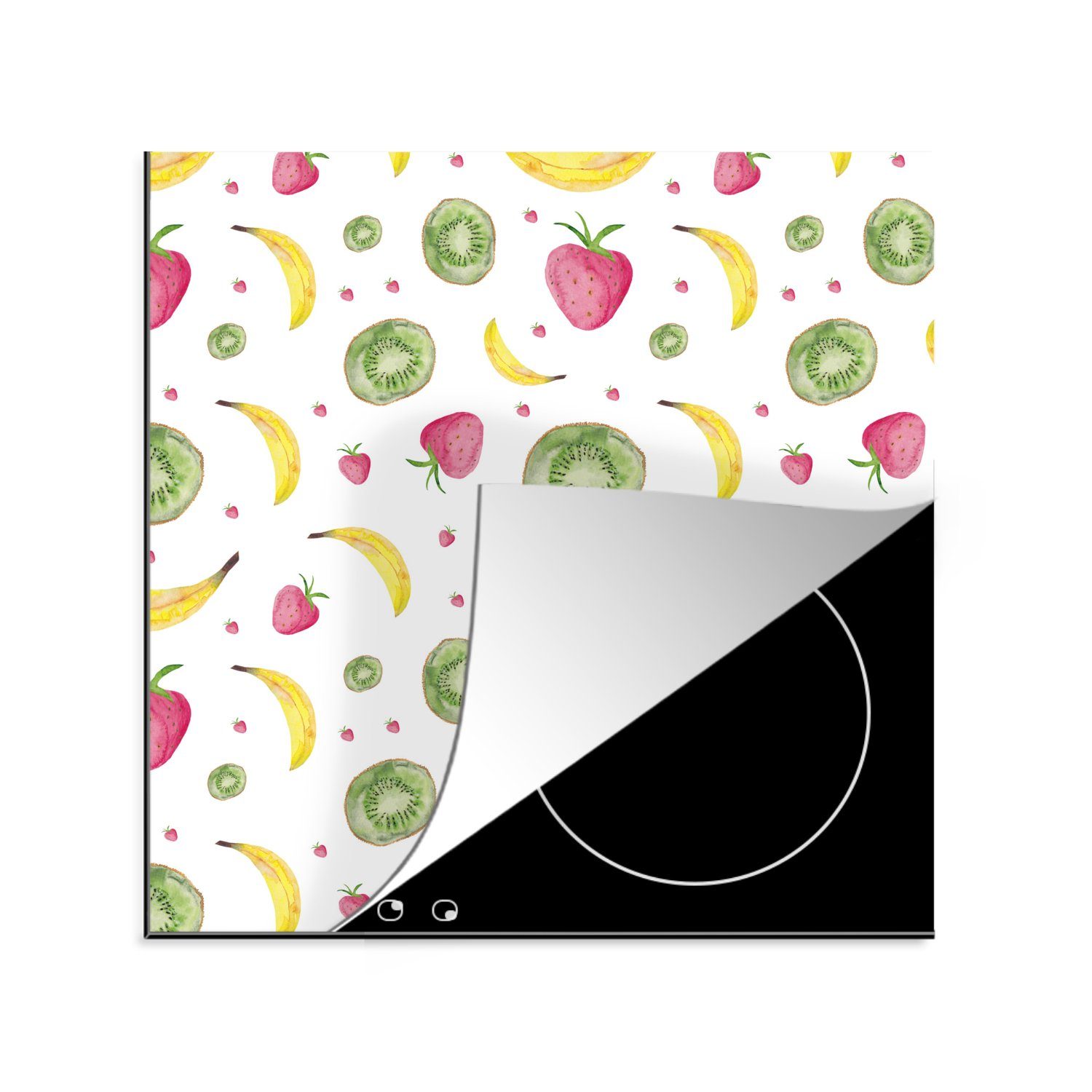 Garantierte Originalqualität MuchoWow Herdblende-/Abdeckplatte Obst - Aquarell - küche Arbeitsplatte Vinyl, (1 Weiß, Ceranfeldabdeckung, cm, 78x78 tlg), für