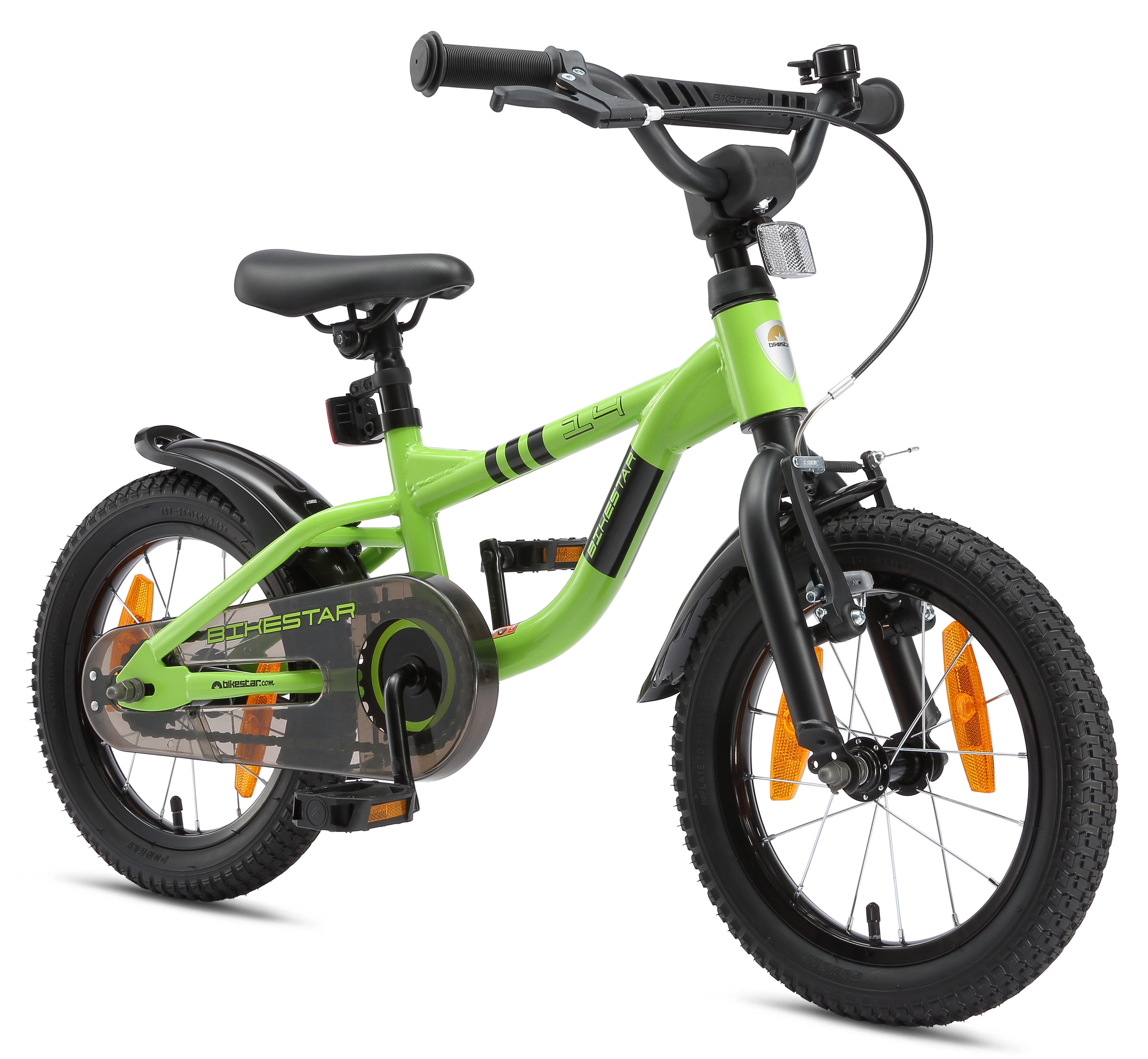 Bikestar Kinderfahrrad Sport, 14 Zoll, ab 98 cm, 3 - 5 Jahre, Jungen, Mädchen, 1 Gang, Handbremse, Rücktrittbremse, Kettenschutz, Höhenverstellbar