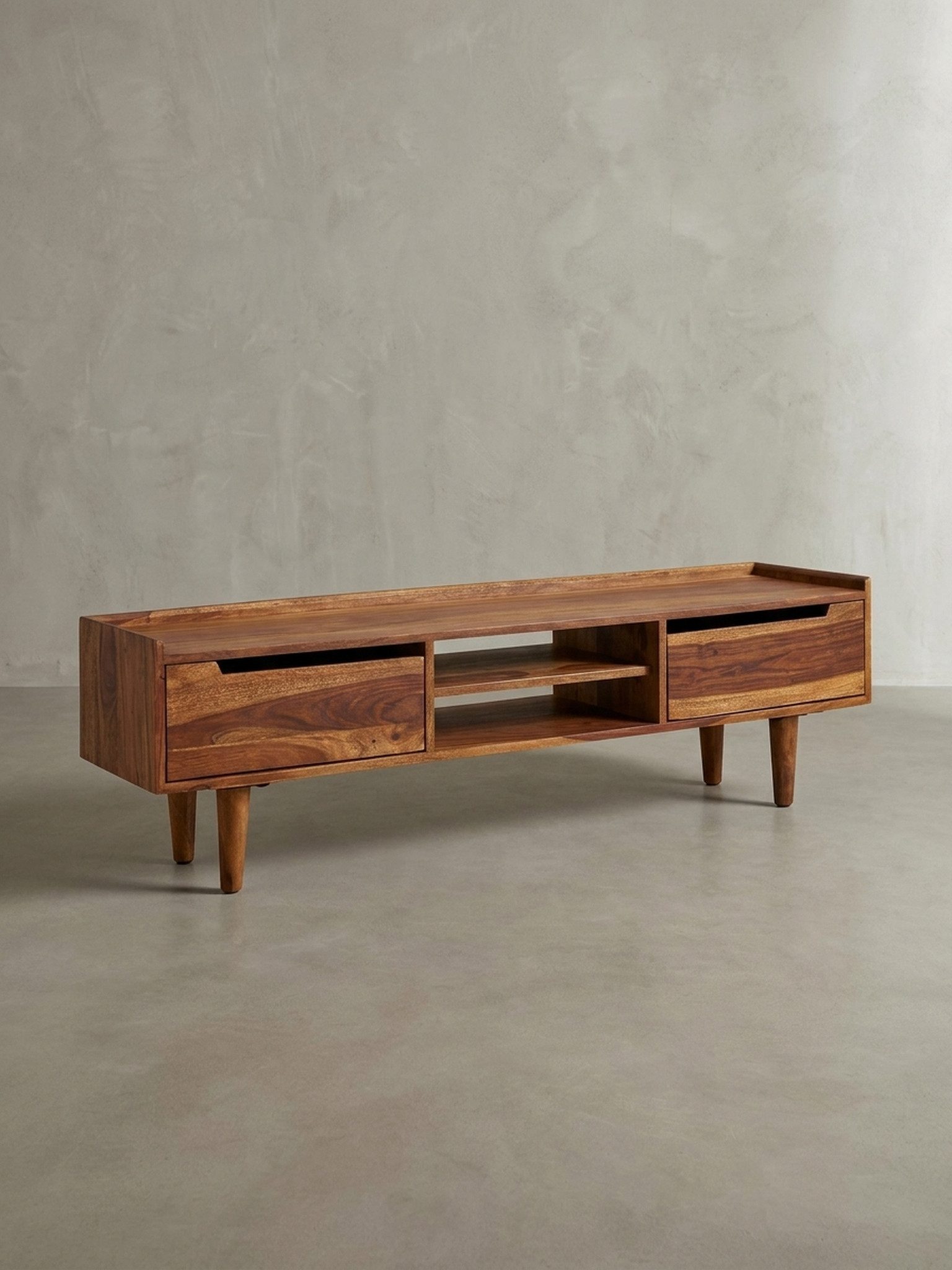 KADIMA DESIGN Lowboard Lowboard Massivholz 145x43x35 cm TV-Kommode zwei Türen Fernsehtisch (Fernsehkommode Wohnzimmer), Design TV-Schrank Hoch, Fernsehtisch Fer – Bild 4 von 5
