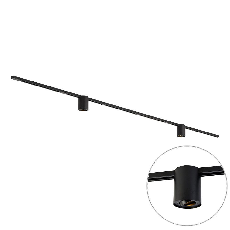 Qazqa Schienensystem-Sets Iconic rondoo up, ohne Leuchtmittel, Kaltweiß, QAZQA Schienen­leuchte, gu10, Schwarz, Aluminium, Modern