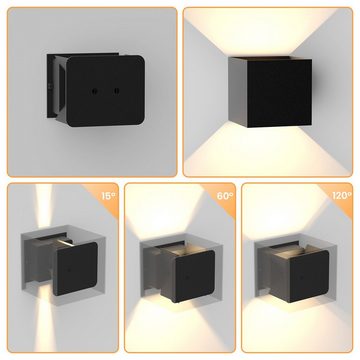 ZMH LED Wandleuchte Wandlampe Schwarz - Modern Außenwandleuchte Schlafzimmer, 3000k, Wasserdicht