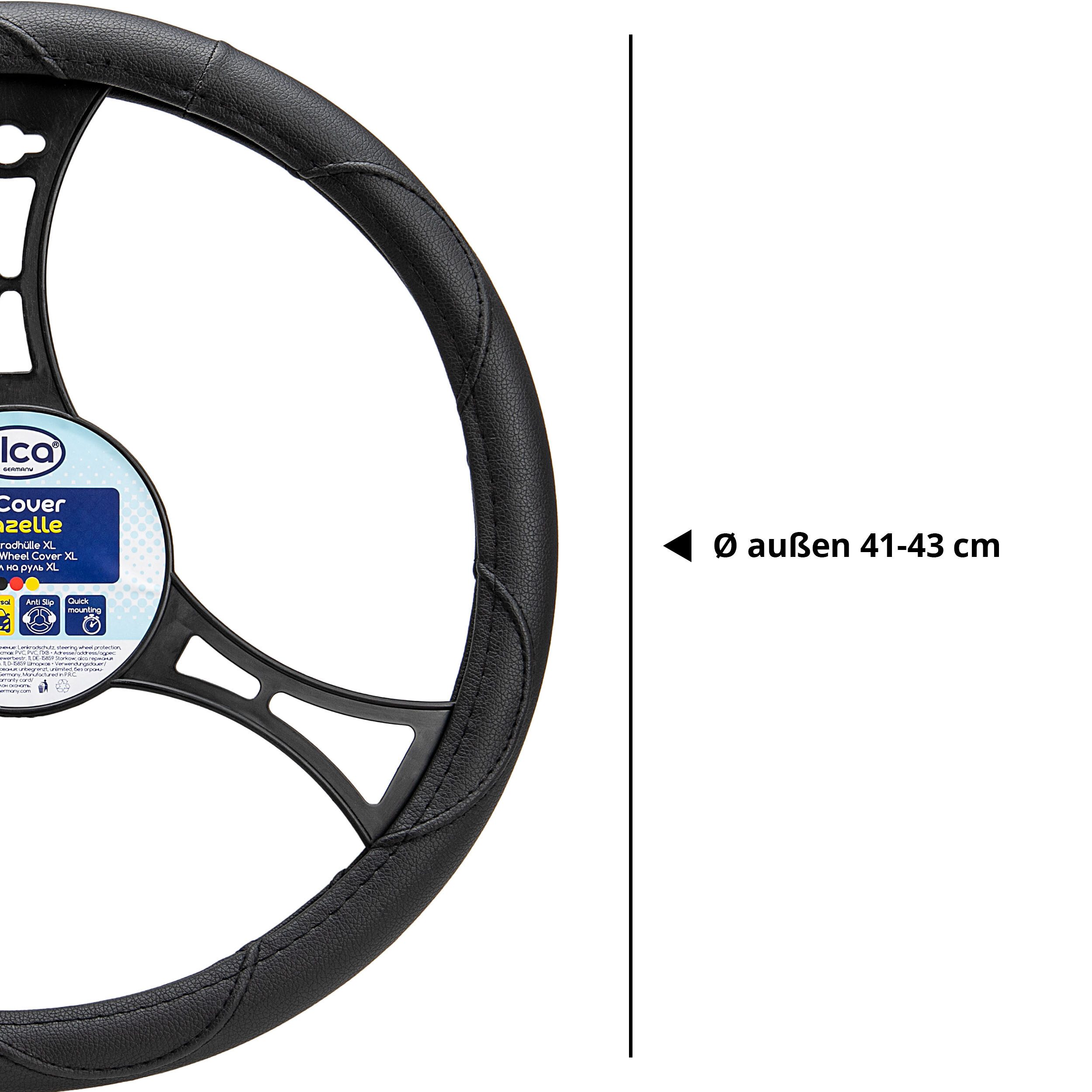 alca Lenkradbezug Lenkradhülle XL Auto 41-43 cm Lenkradschoner seidenmatt schwarz, (1-tlg)