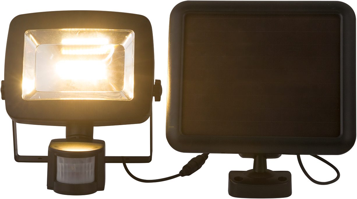 GLOBO LIGHTING LED Solarleuchte SOLAR, LED fest integriert, Warmweiß, Schwarze Solarleuchte mit Sensor, IP44, Akku 2000mAh