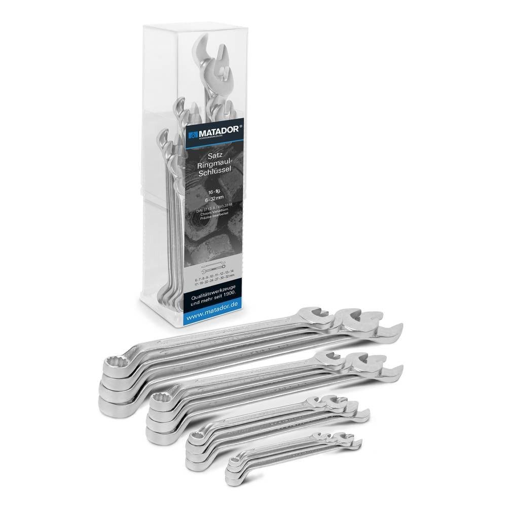 Matador Ringschlüssel Ringmaulschlüssel-Satz, 16-tlg., gekröpft, 6 - 32