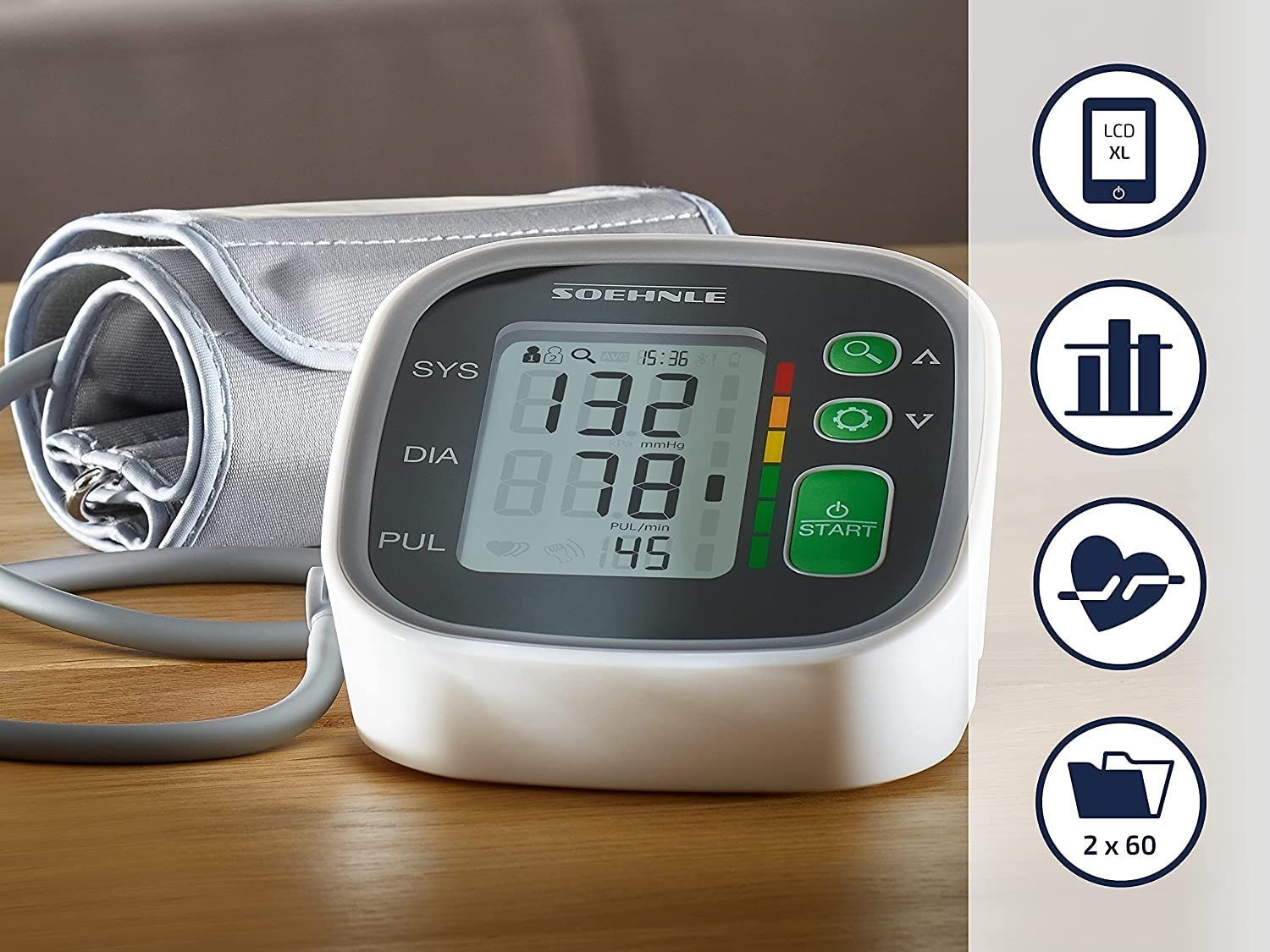 Soehnle Blutdruckmessgerät Soehnle Systo Monitor 300, Arrhythmie-Erkennung warnt vor möglichen Herz-Rhythmus-Störungen