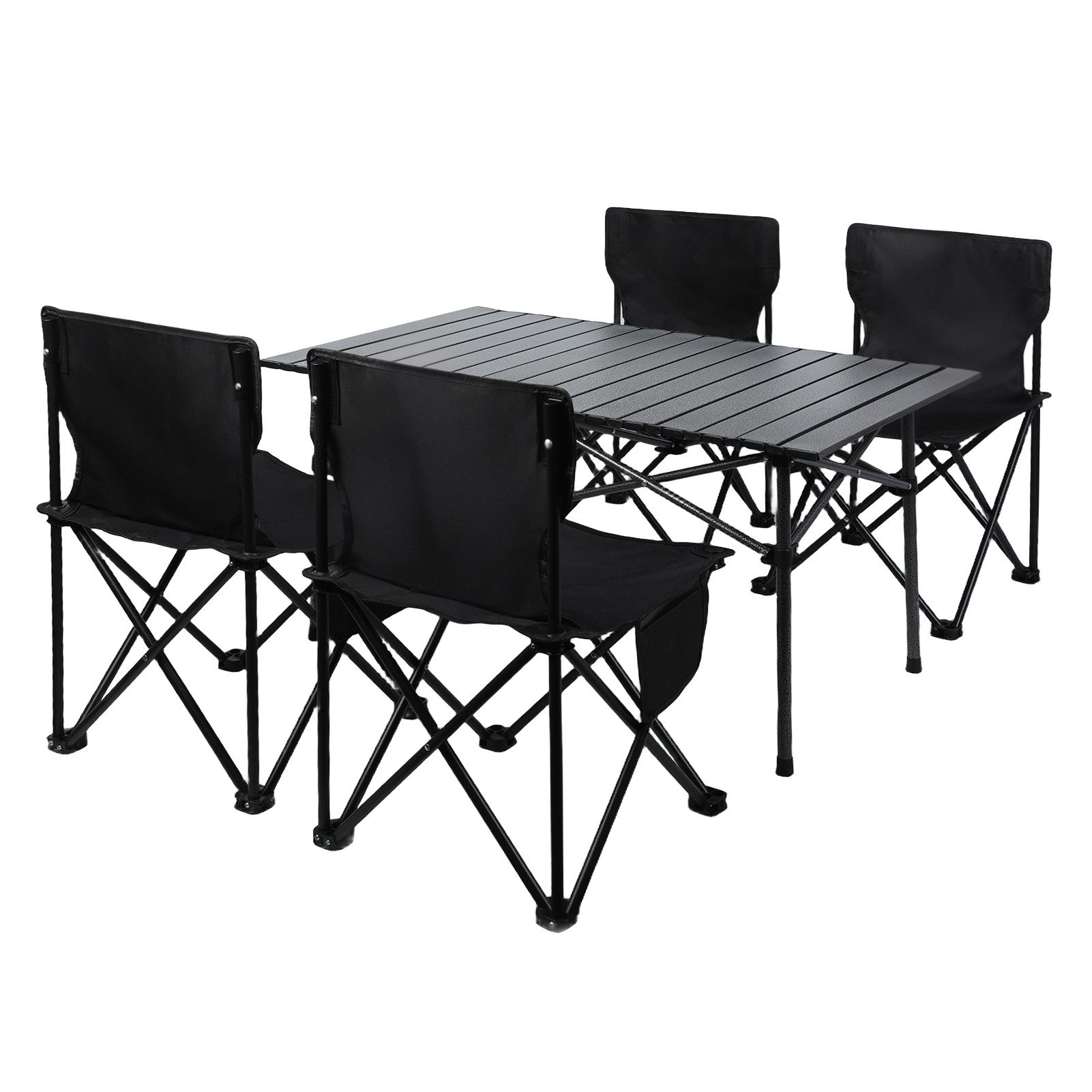 Rutaqian Campingtisch Klapptisch Reisetisch mit 4xStuhl,Campingtisch-Set für 4-6 Personen (Klapptisch mit Stühlen, 1-St., 1x Campingtisch, 4x Stühle), Faltbaren Essgruppe mit Stühlen Für den Innen Außenbereich