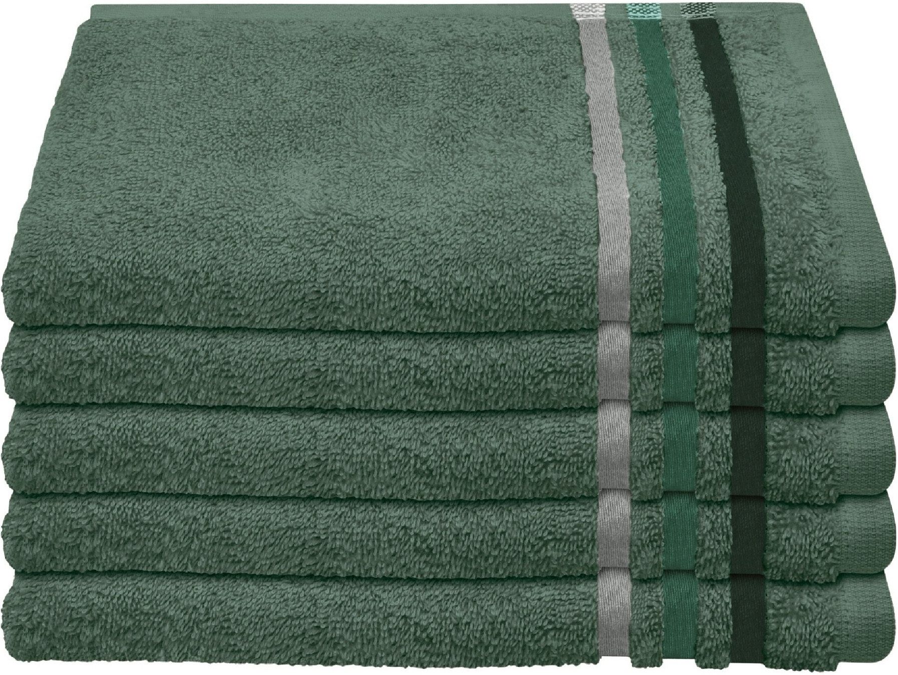 Schiesser Gästehandtücher Skyline Color aus 100 % Baumwolle mit eleganter Streifenbordüre, Frottier (Set, 5-St), OEKO-TEX® MADE IN GREEN