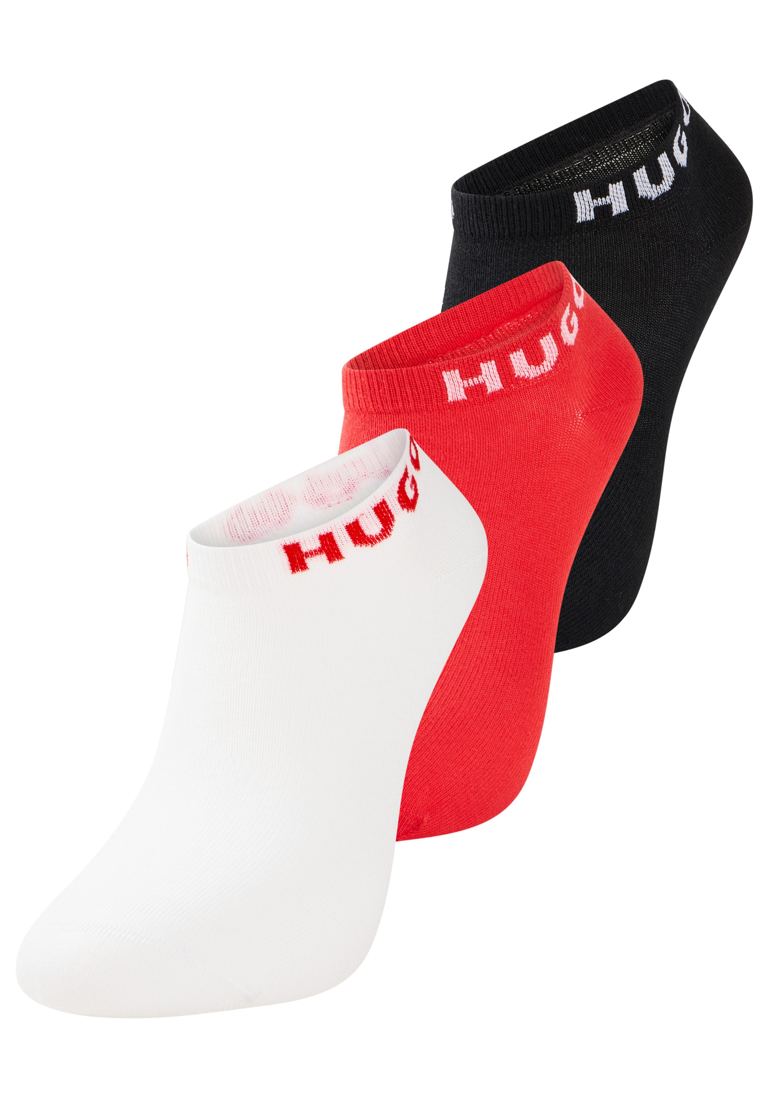 HUGO Socken 3P AS UNI CC W (Packung, 3-Paar, 3er) mit kontrastfarbenen Logoschriftzug