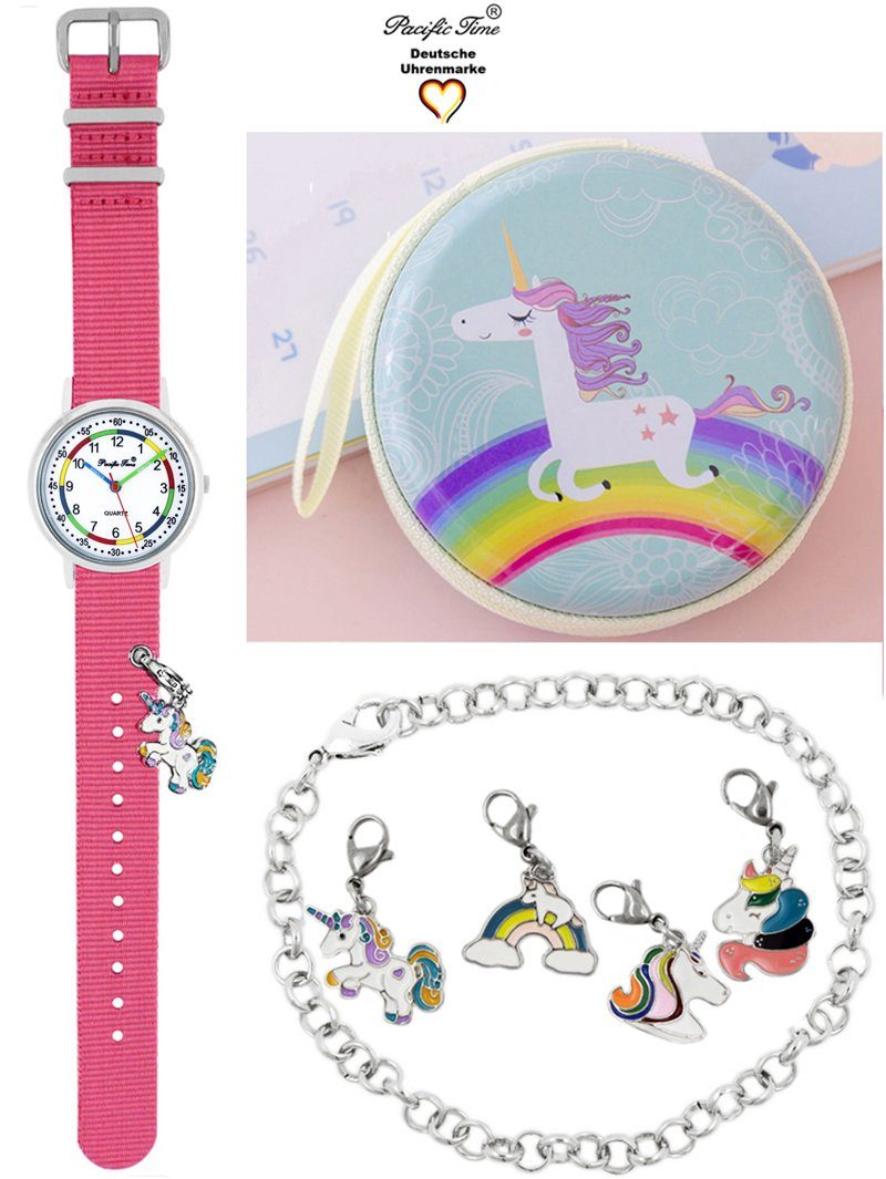 Pacific Time Quarzuhr Kinder Armbanduhr First Lernuhr Wechselarmband mit Einhorn Charms, Mix und Match Design - Gratis Versand