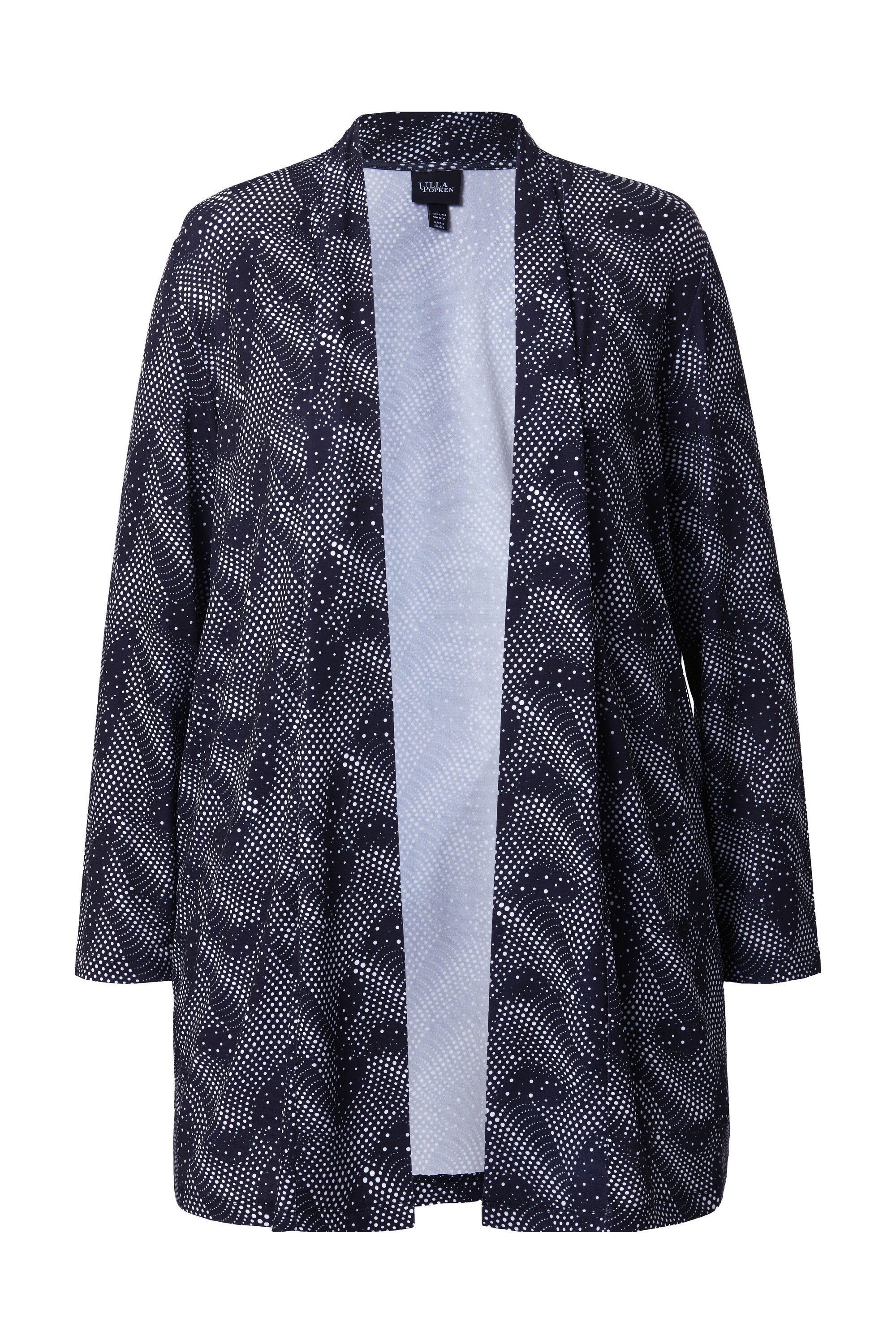 Ulla Popken Shirtjacke Jerseyjacke grafisches Muster Schalkragen Langarm günstig online kaufen