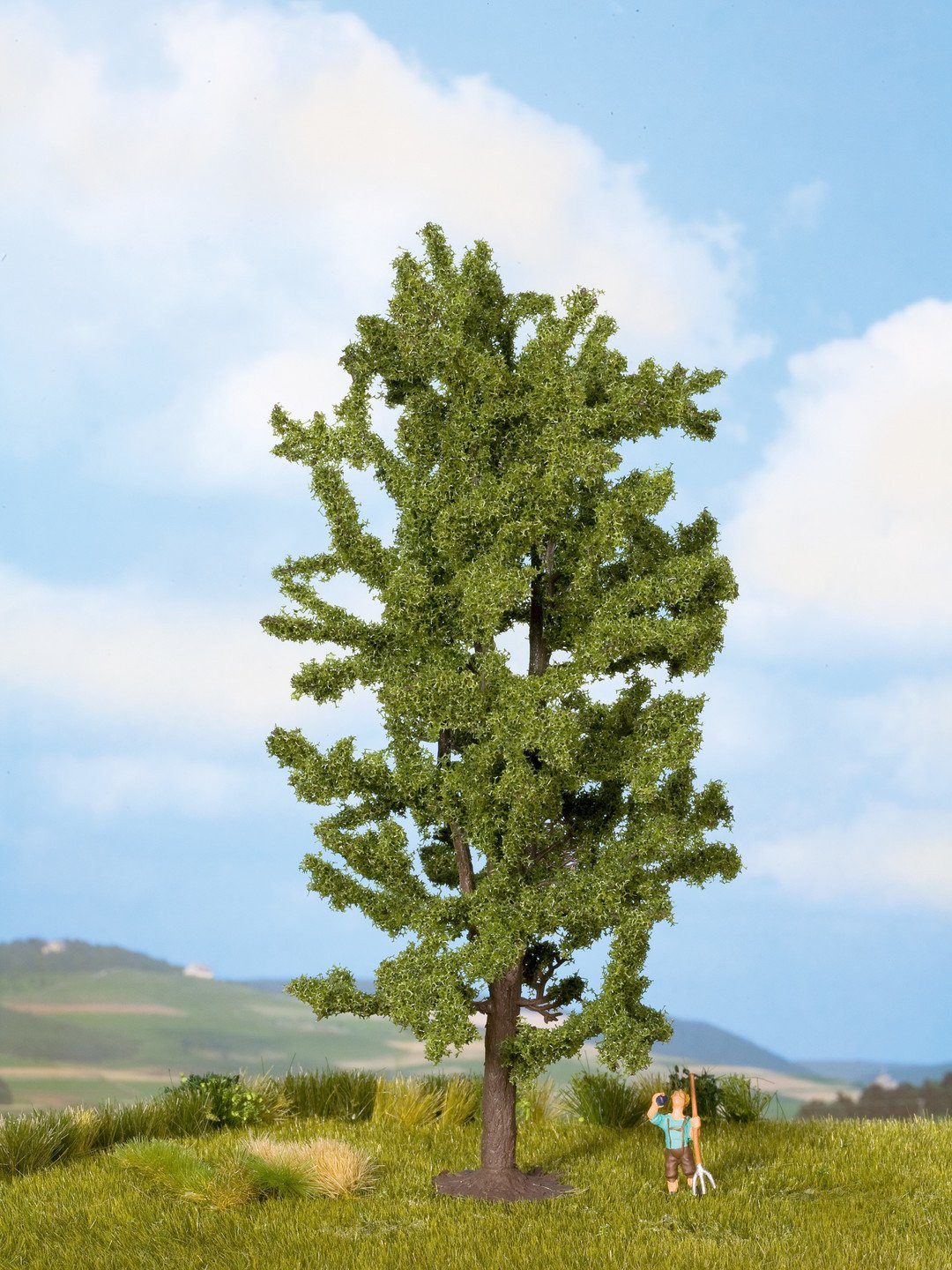 Dekobaum Modell-Linde, mit grüner Beflockung, 18,5 cm hoch