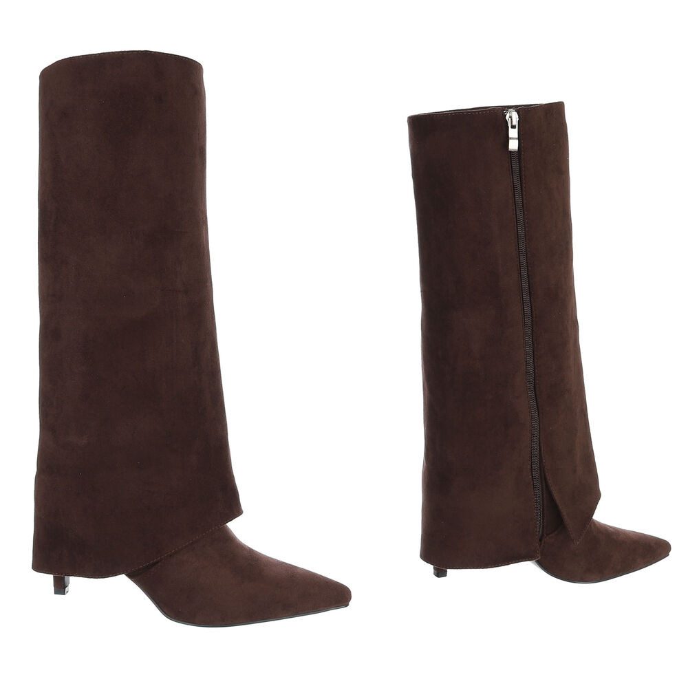 Ital-Design Damenstiefel mit hohem Schaft und spitzer Form Stiefel (92214220) Pfennig-/Stilettoabsatz Stiefel in Braun – Bild 4 von 5