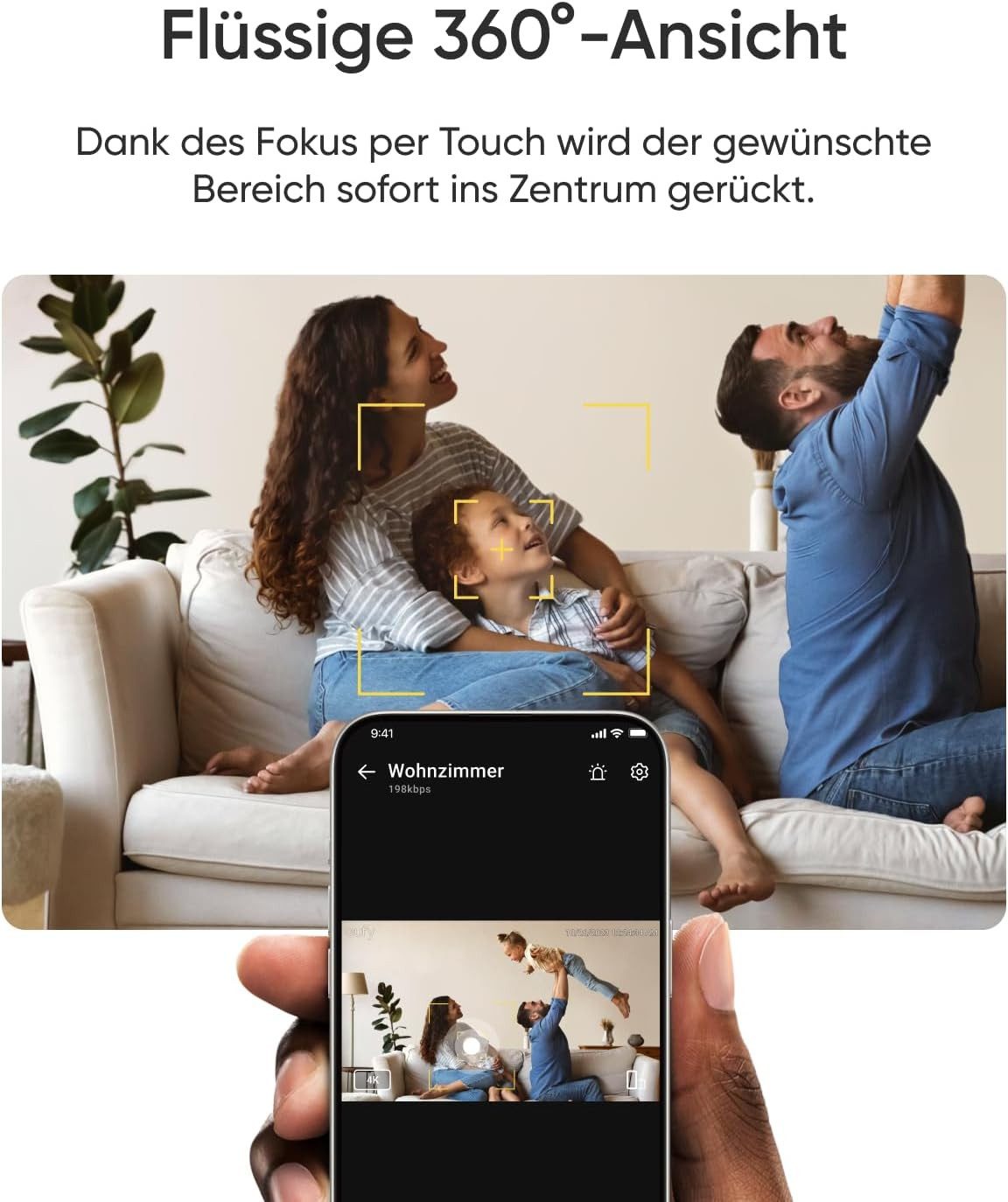 eufy Security Indoor Kamera E30 4K 8MP UHD Sicherheitskamera, 360° Abdeckung, 6× optischer Zoom (Innenbereich, Bewegungssensor)