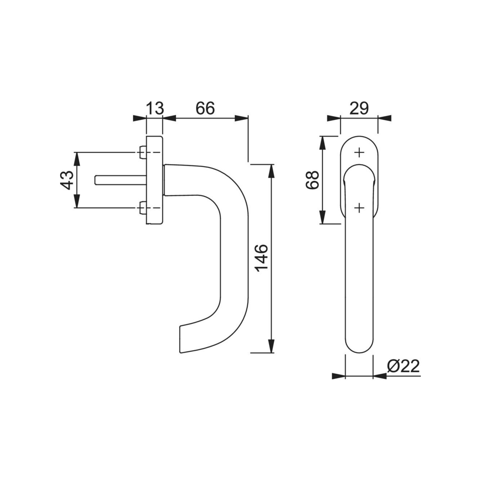HOPPE Fenstergriff HOPPE DK-Fenstergriff Paris 038/U30 mit ovaler Rosette VK7x37,F1 eloxi