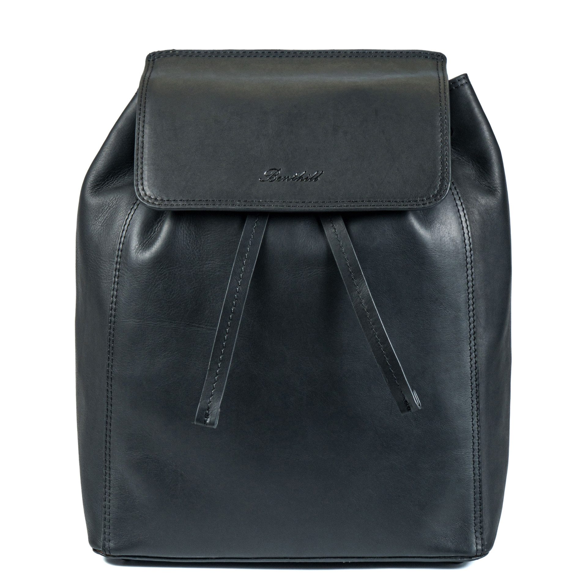 Benthill Rucksack Echt Leder Damen Herren Mittelgross Lederrucksack Backpack, Reißverschlussfach