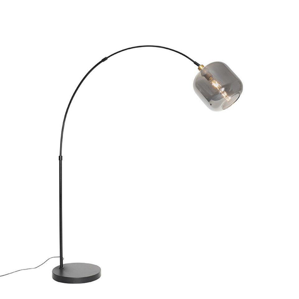 Qazqa Bogenlampe Zuzanna, ohne Leuchtmittel, Warmweiß, QAZQA Bogenlampe, e27, Grau, Glas, Art Deco