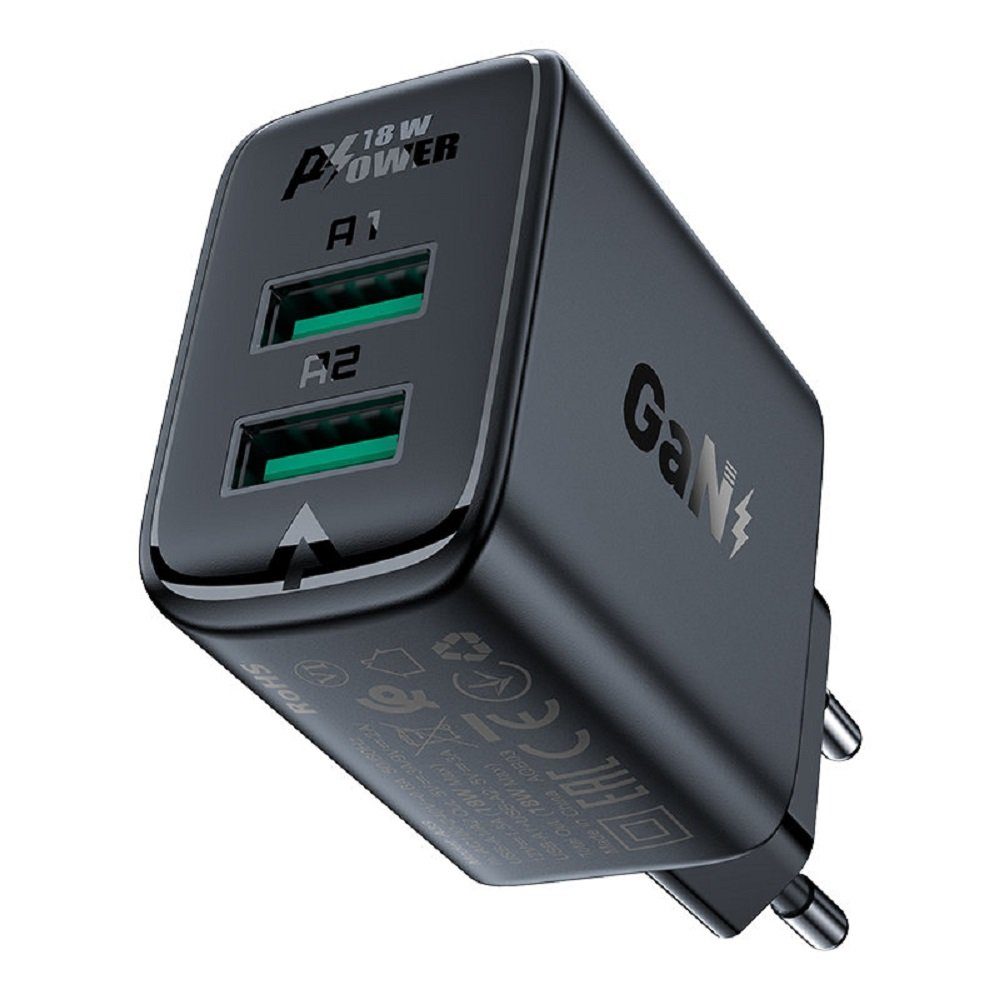COFI 1453 Ladegerät 2x USB 18W QC 3.0, AFC, FCP Schnell-Ladegerät 3.0 Adapter Smartphone-Ladegerät