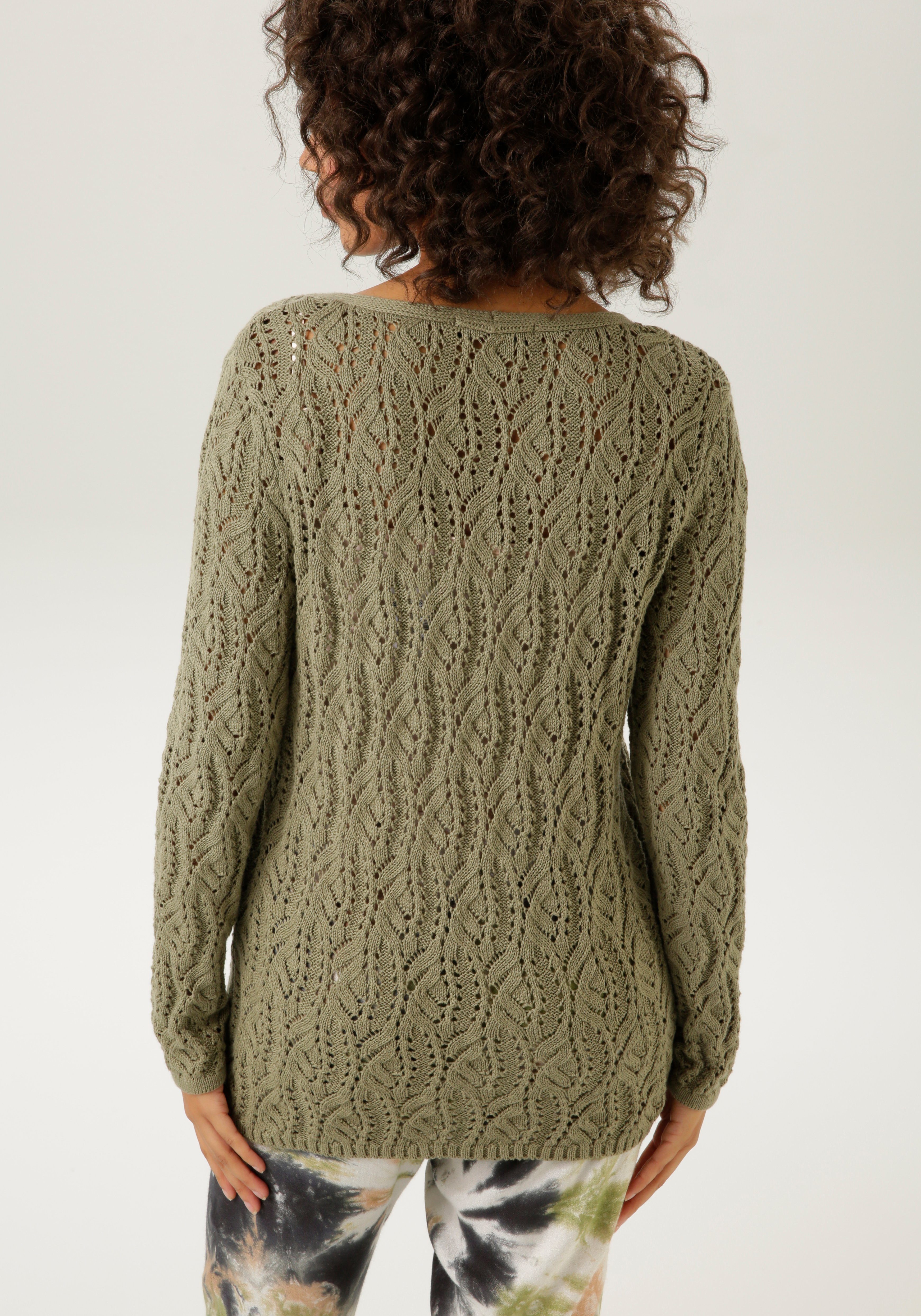 Aniston CASUAL Strickpullover mit trendigem Ajour-Muster günstig online kaufen