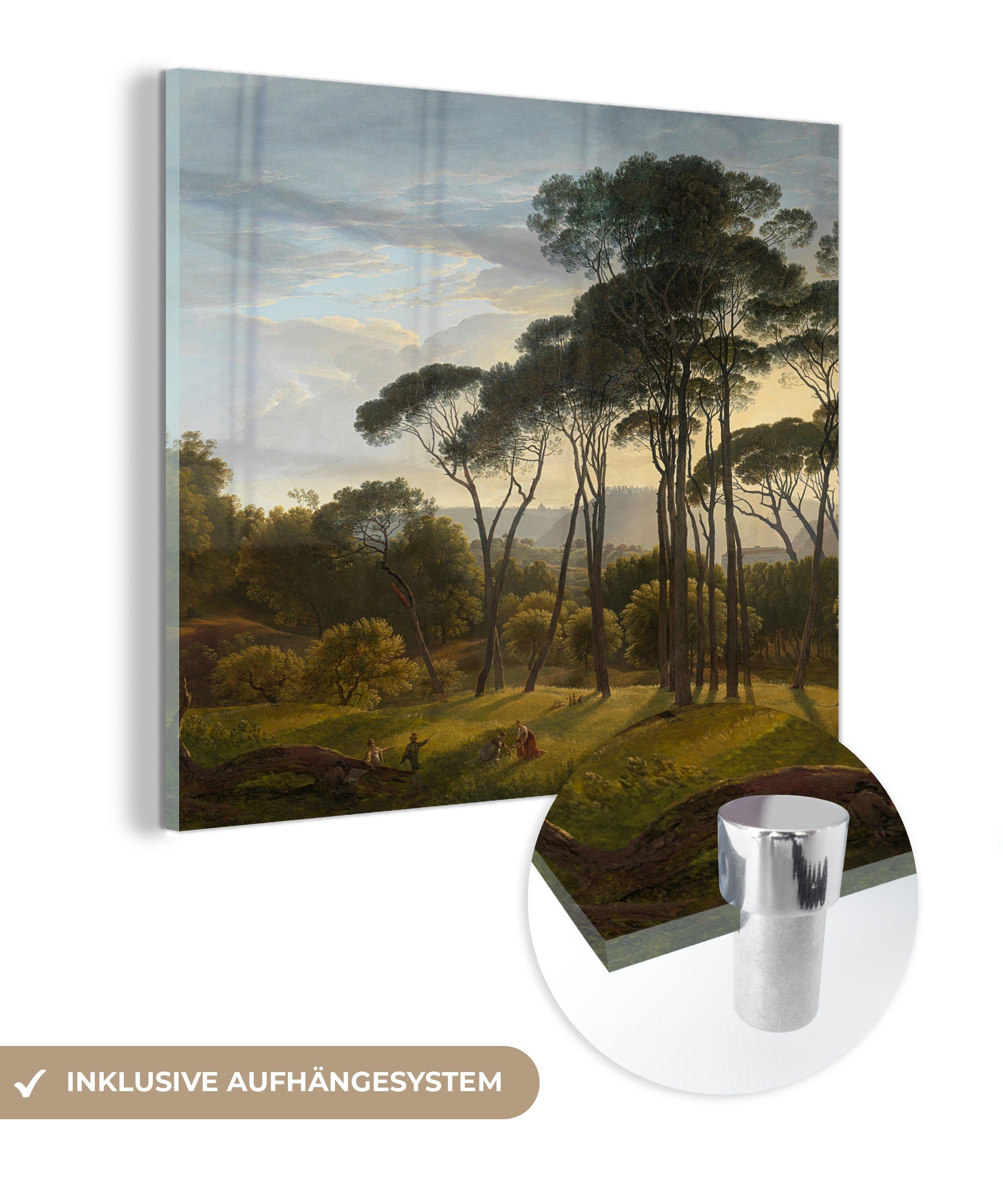 MuchoWow Acrylglasbild Italienische Landschaft Zirbelkiefer - - Gemälde (1 auf - Wandbild St), - auf Glasbilder von Glas mit Hendrik Wanddekoration Foto Glas Bilder Voogd, bunt
