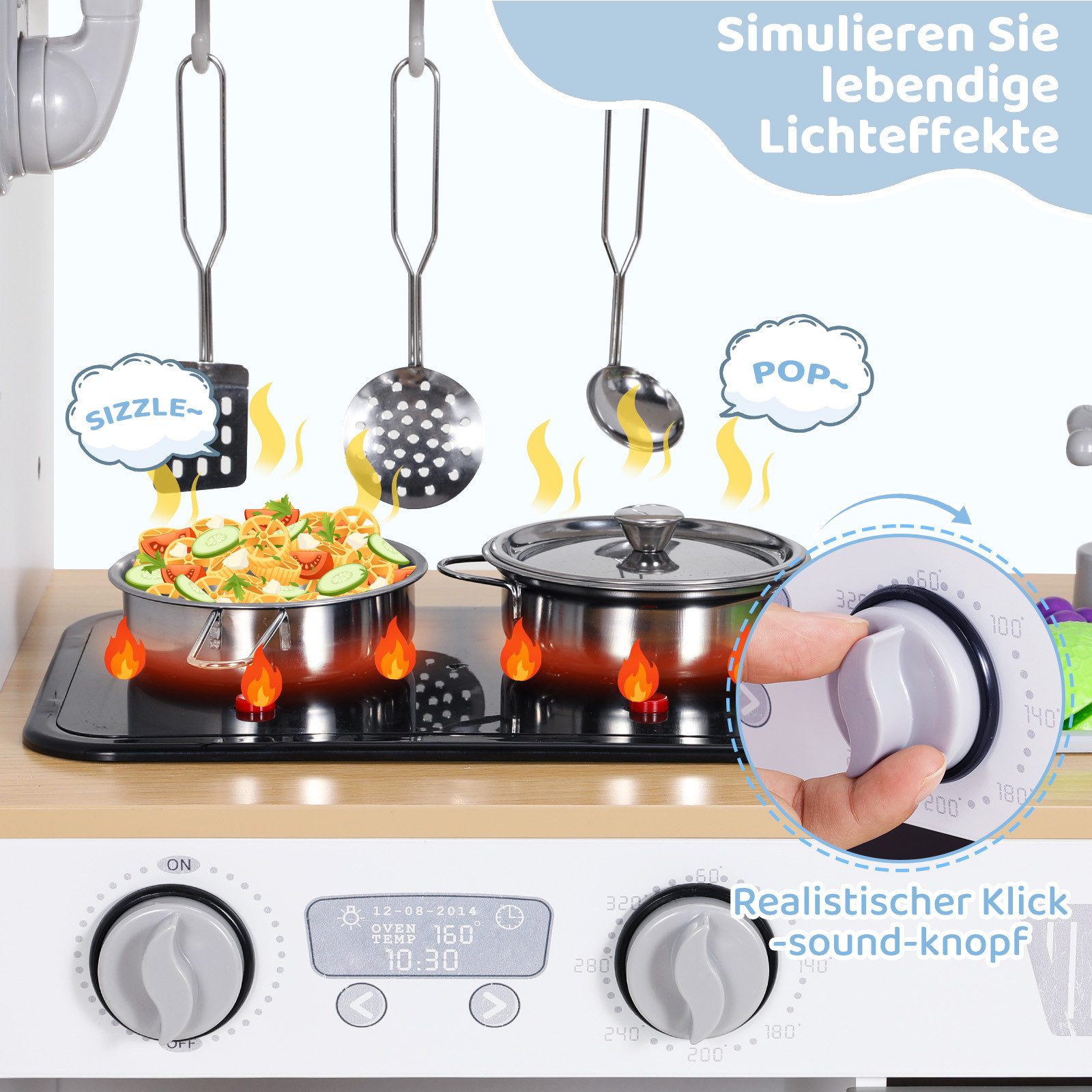 TLGREEN Spielküche Küchenset XXL, Kinderküche 79x82x30 cm, Puppenküche Holz günstig online kaufen