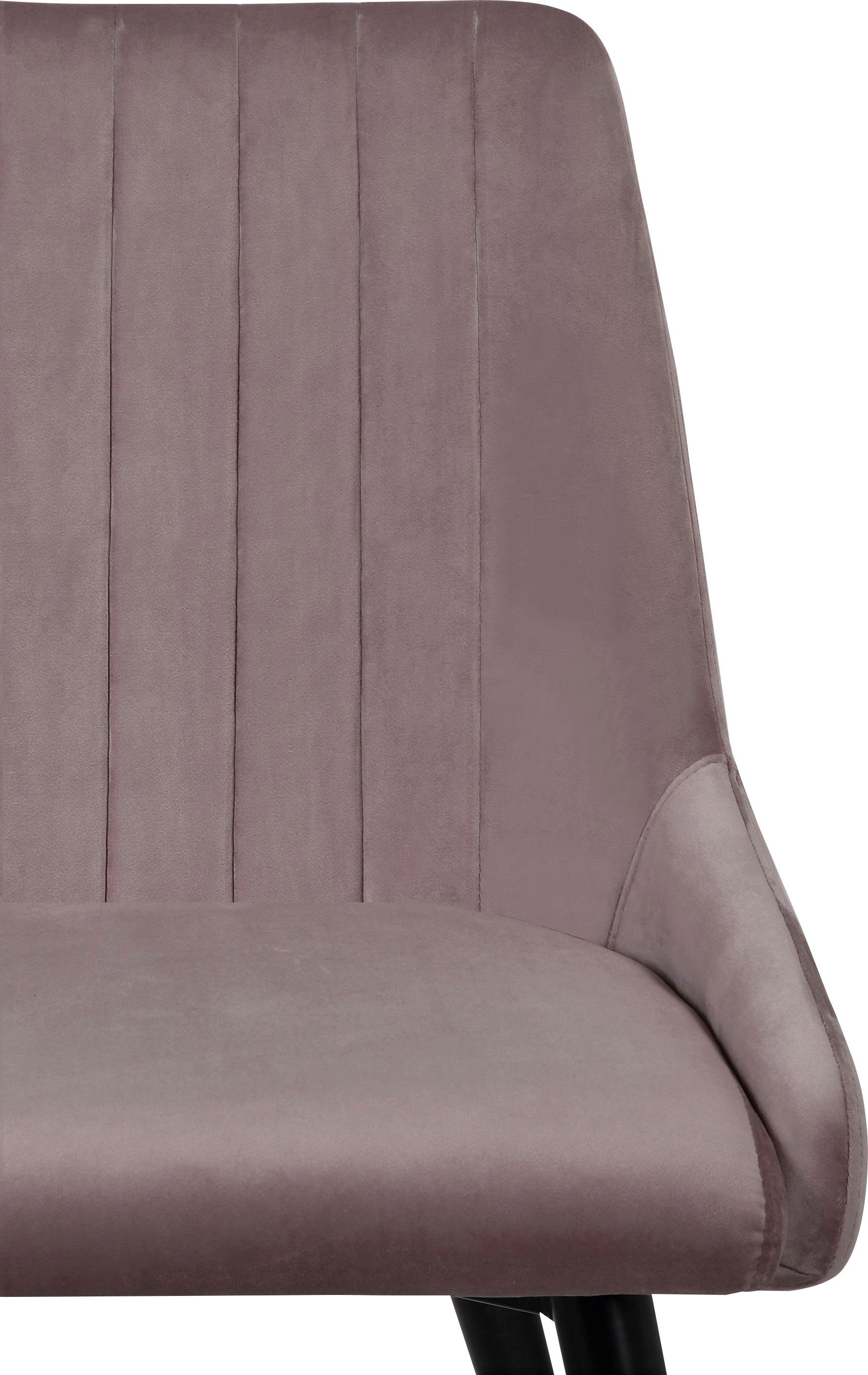 Leonique 2er-Set Esszimmerstuhl Rückenpolster Ziernähten mit rosa im Polsterstuhl Bondy (Set),