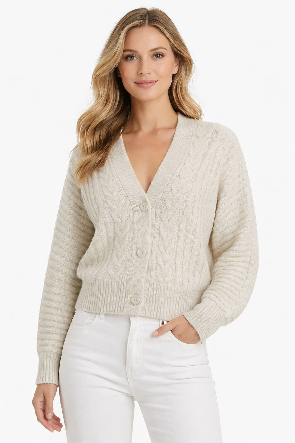 YAYA Cardigan Strick-Cardigan mit Zopfmuster