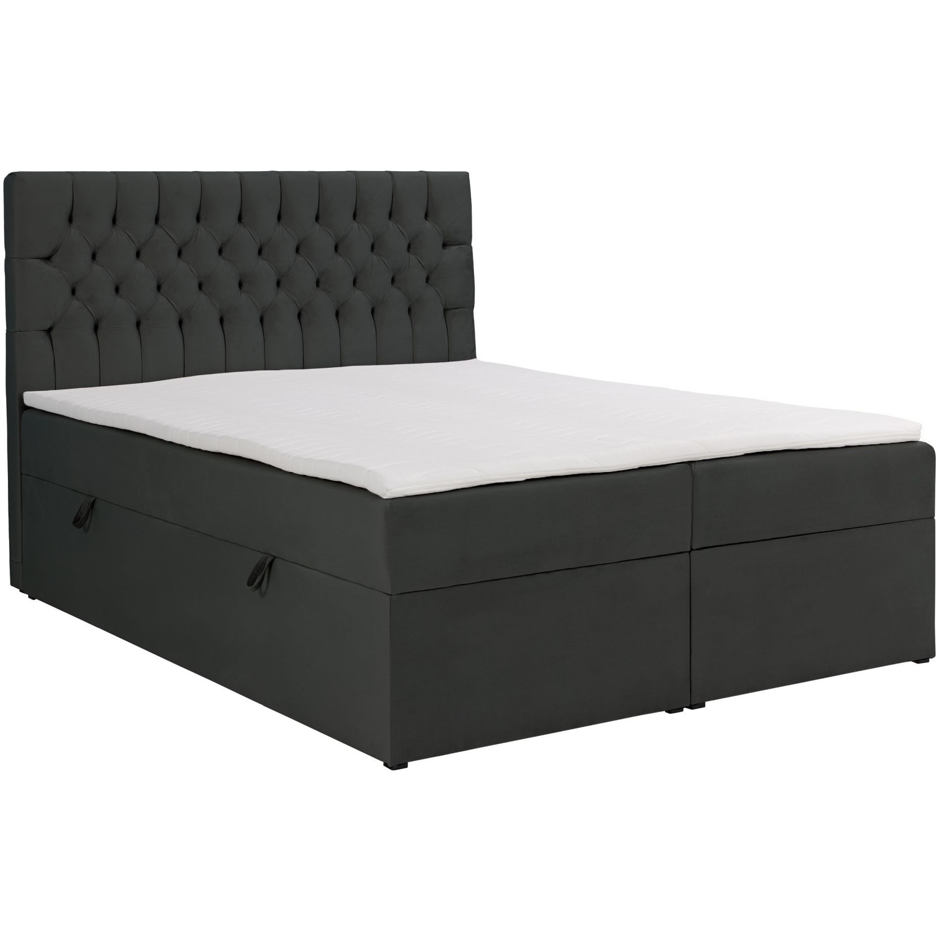 Selsey Boxbett DAISSY, Bett mit Kopfteil Matratze, Topper und Bettkasten, Velours