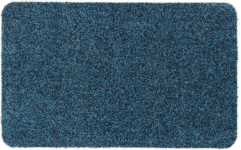Läufer Große Schmutzfangmatte für innen blau meliert in 60x100 cm, matches21 HOME & HOBBY, rechteckig, Höhe: 6 mm, Saugstarke Sauberlaufmatte als waschbarer Türmatte Fussabtreter