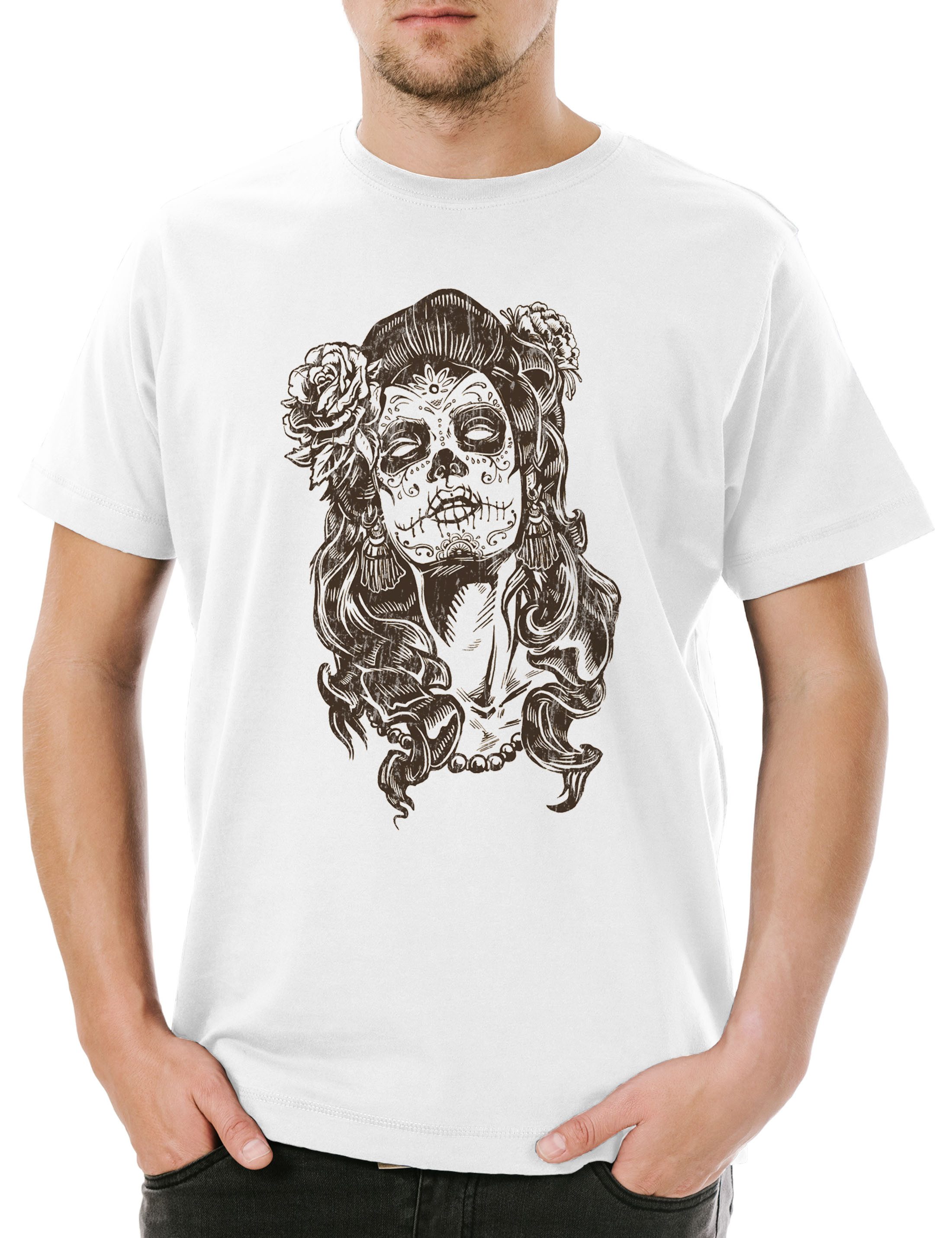Urban Backwoods Print-Shirt Dia de Muertos I Herren T-Shirt Mexican Sugar Skull Schädel Mexiko (1-tlg) Tattoo Gang Latino Mexico