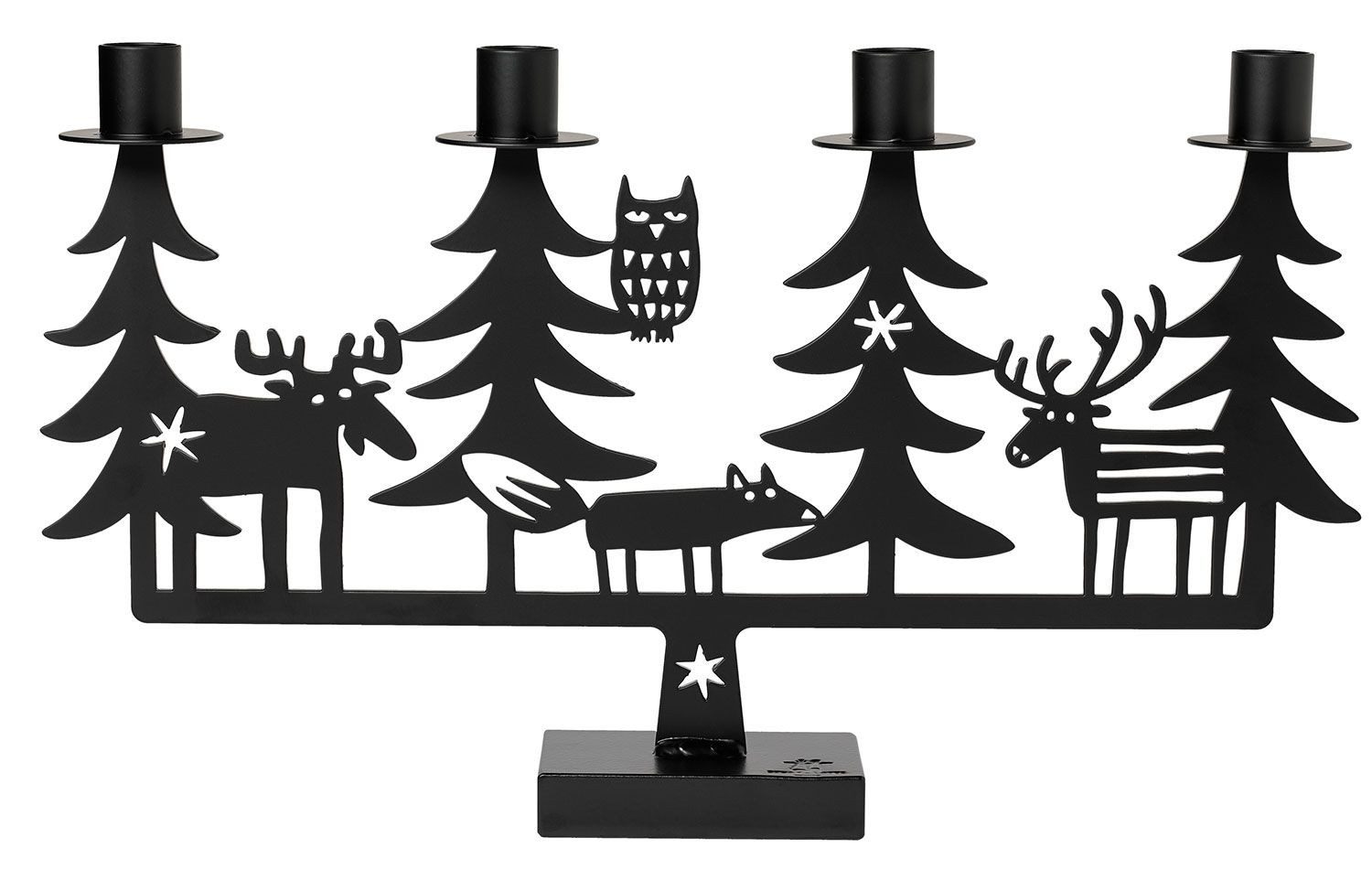 Bengt & Lotta Kerzenständer Weihnachtswald Kerzenständer Höhe 24 cm Länge 41 cm Tiefe 6 cm schwarz, Eisen (lackiert)
