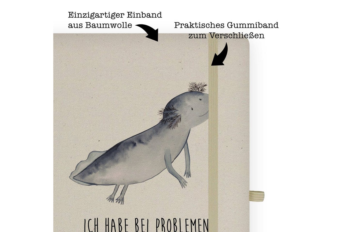 Thumbnail - Mr. & Mrs. Panda Notizbuch Axolotl Schwimmen, Schreibbuch, Tagebuch, Journal, Kladde, Mr. & Mrs. Panda, Bezauberndes Des...