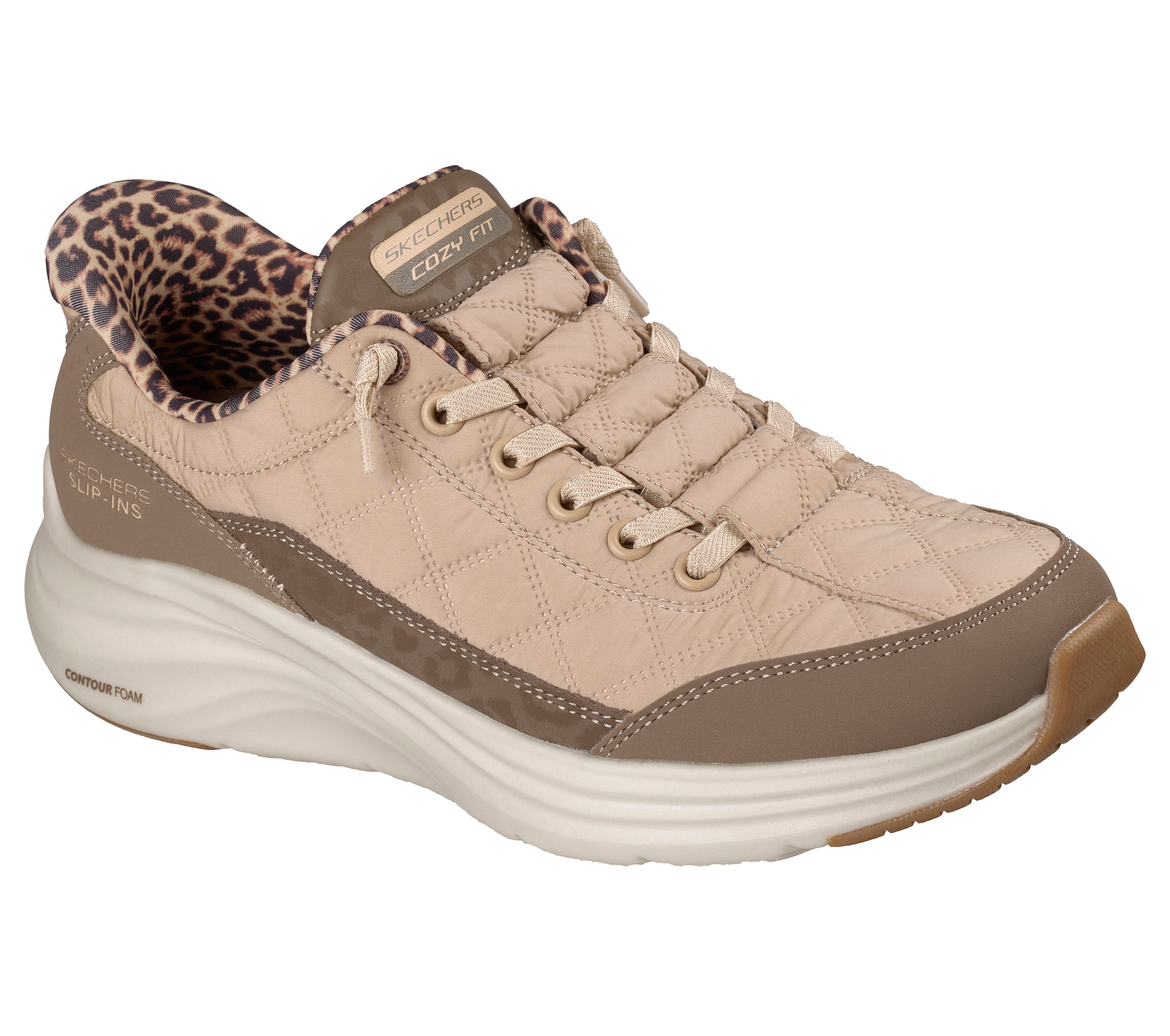 Skechers CONTOUR FOAM-LEOPARD DREAM Slip-On Sneaker Schlupfschuh, Halbschuh, Freizeitschuh mit Animal-Print
