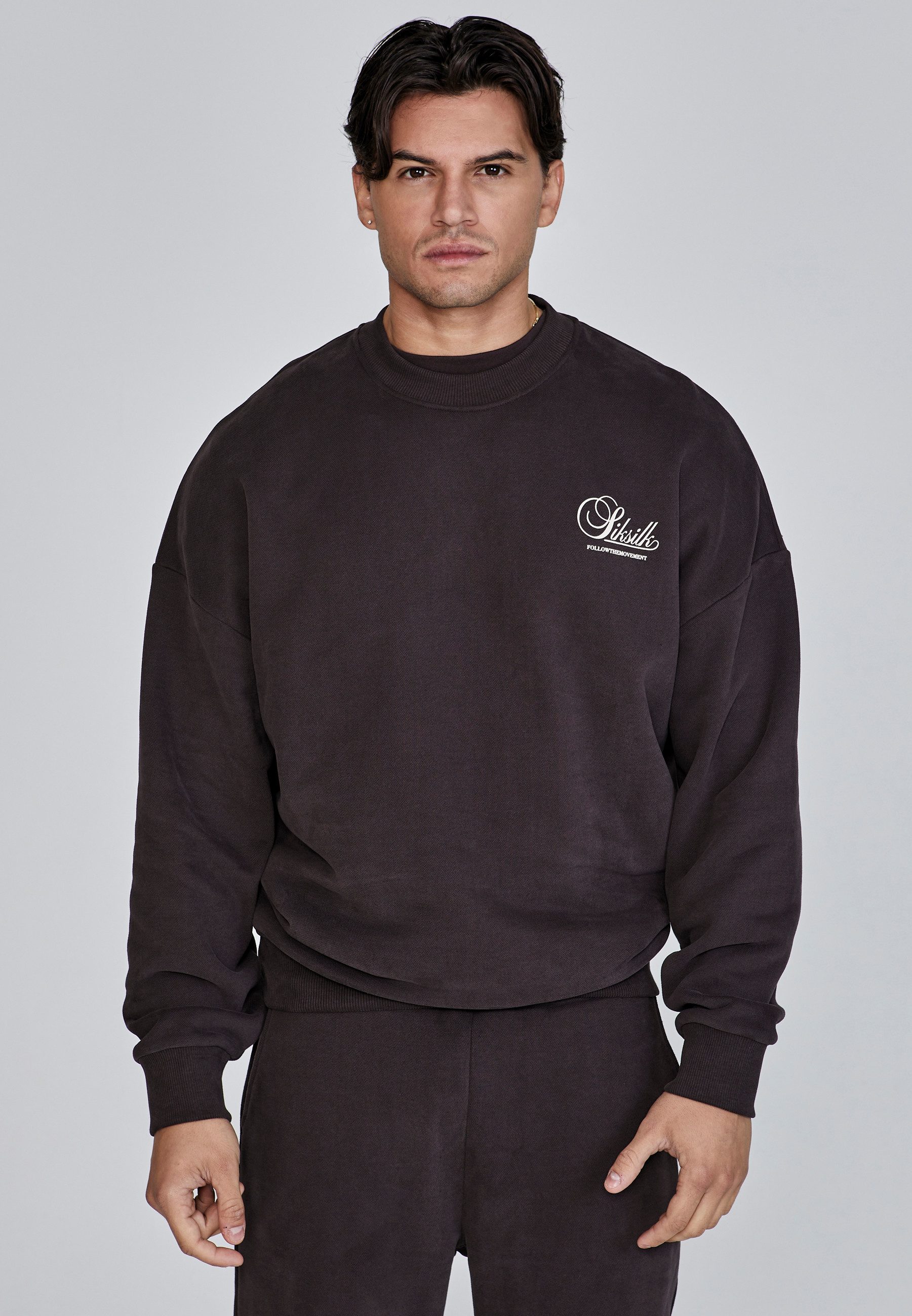 Sweatshirt SikSilk Herren Brauner Grafik Pullover