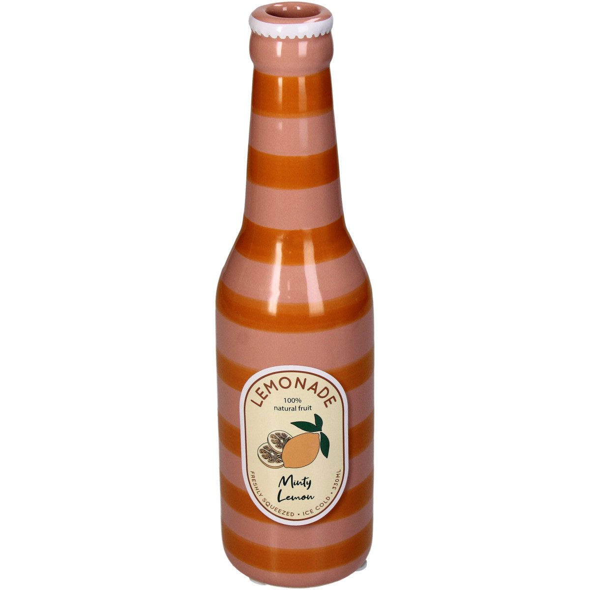 Kersten BV Dekovase Limonaden Flasche gestreift Pink und Orange (1 St), 6,5 günstig online kaufen