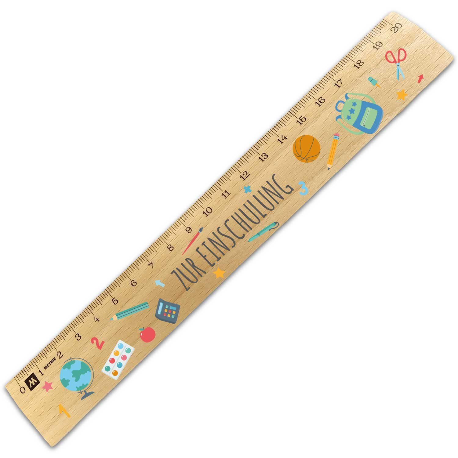 GRAVURZEILE Lineal Lineal im Einschulungs Design - für Kinder -, für Schule - Geschenk zur Einschulung