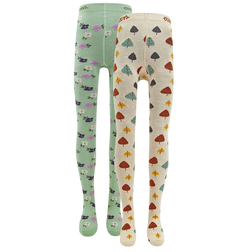 Ewers Strumpfhose Strumpfhose 2er Pack Blümchen/Bäume (2 St. 2er-Set) 65% Baumwolle, 32% Polyamid, 3% Elasthan